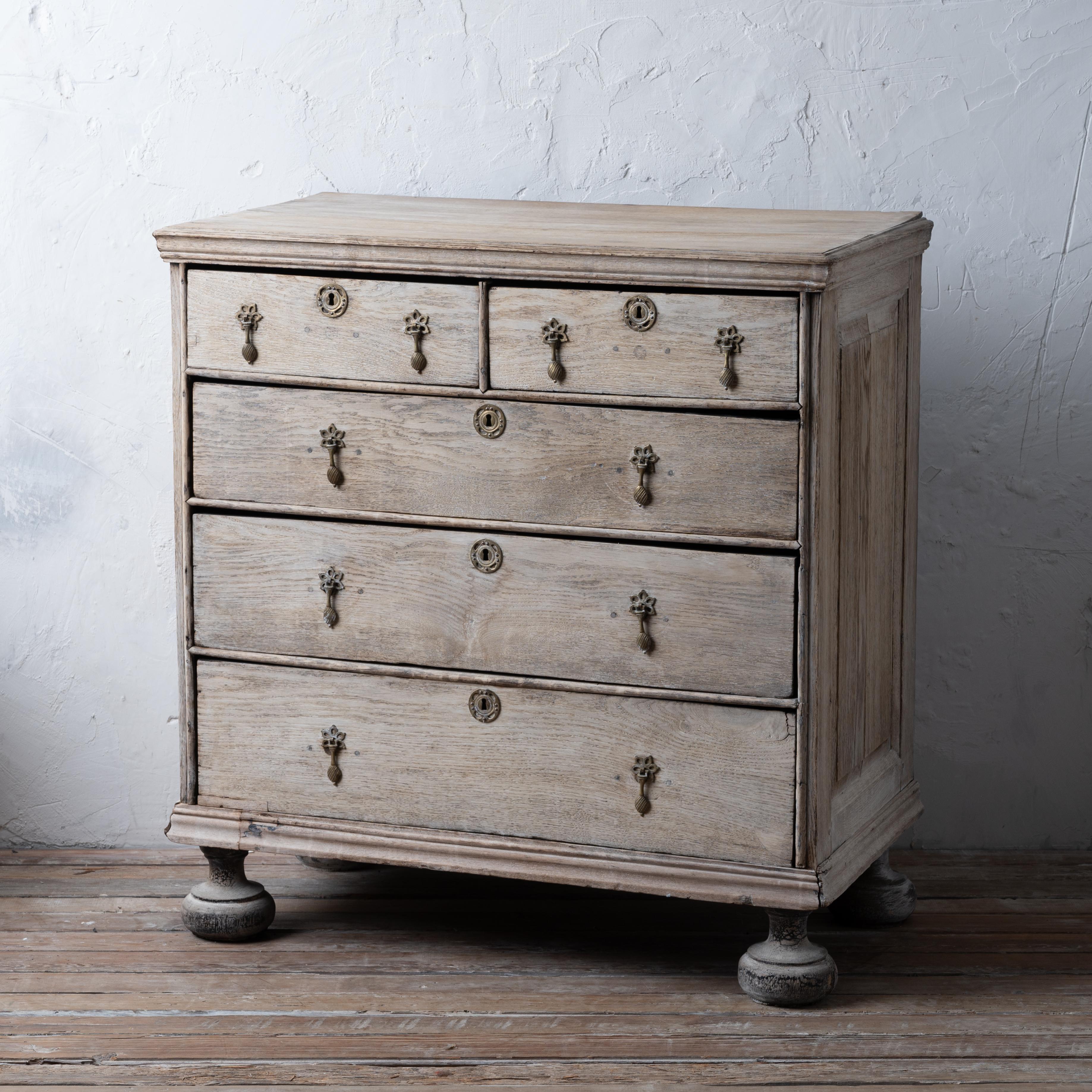 William and Mary Bleached English Oak Chest, 18th Century