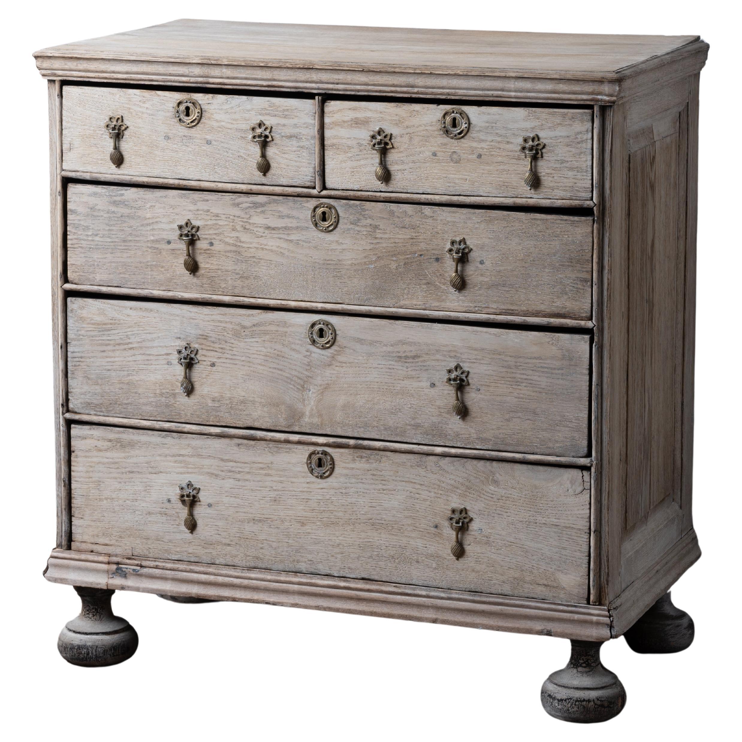 Bleached English Oak Chest, 18th Century