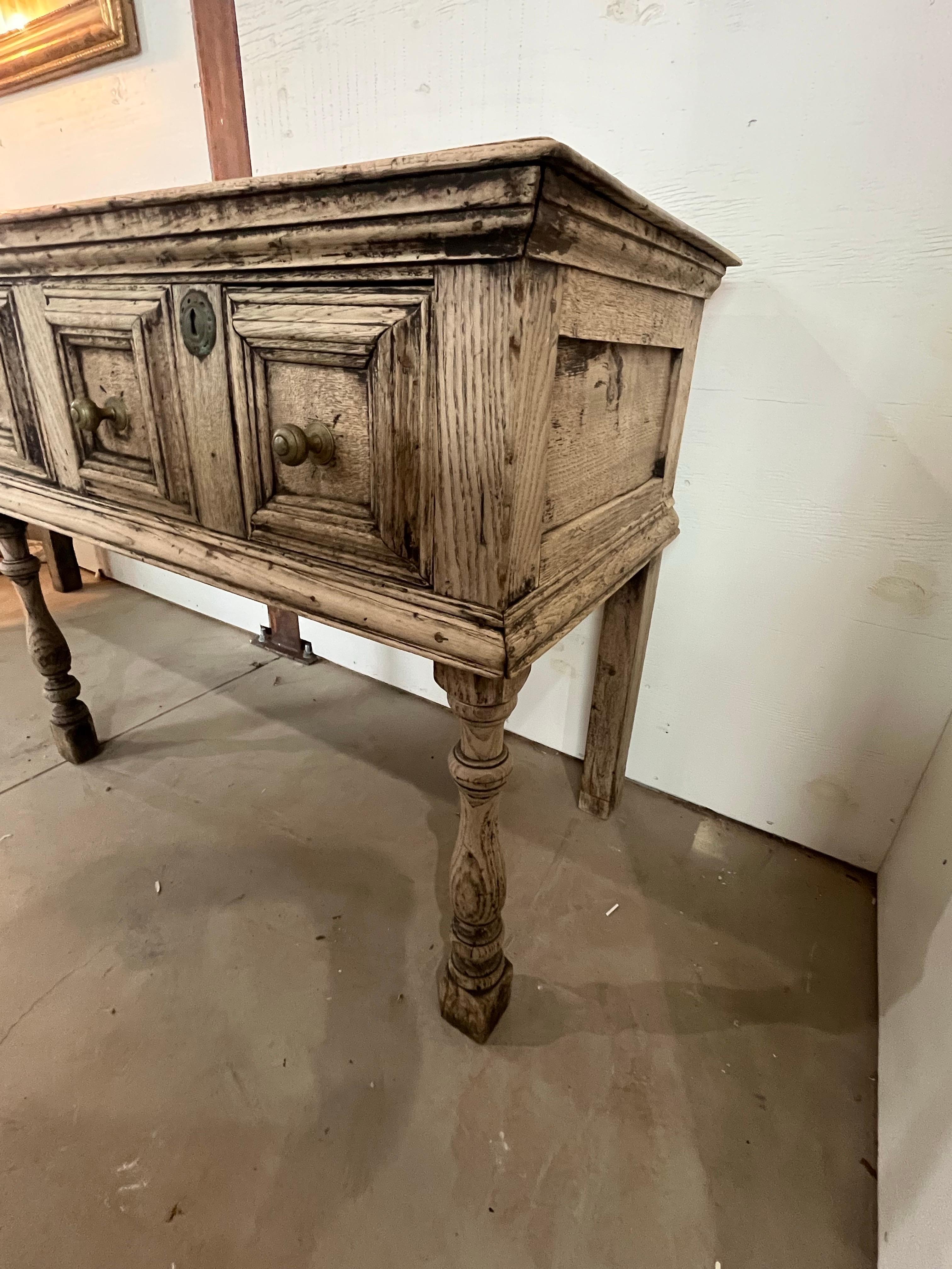 Bleached English Oak Jacobean Dresser Base / Sideboard / Buffet, 18th Century For Sale 1