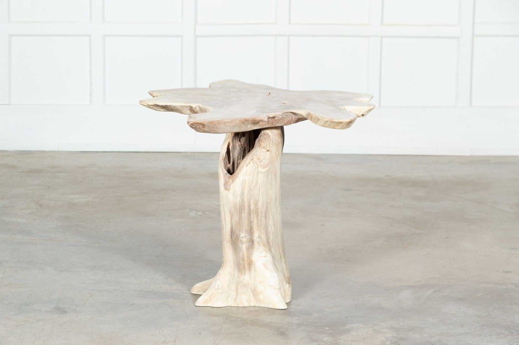 Bleached English Teak Root Side Table For Sale 5