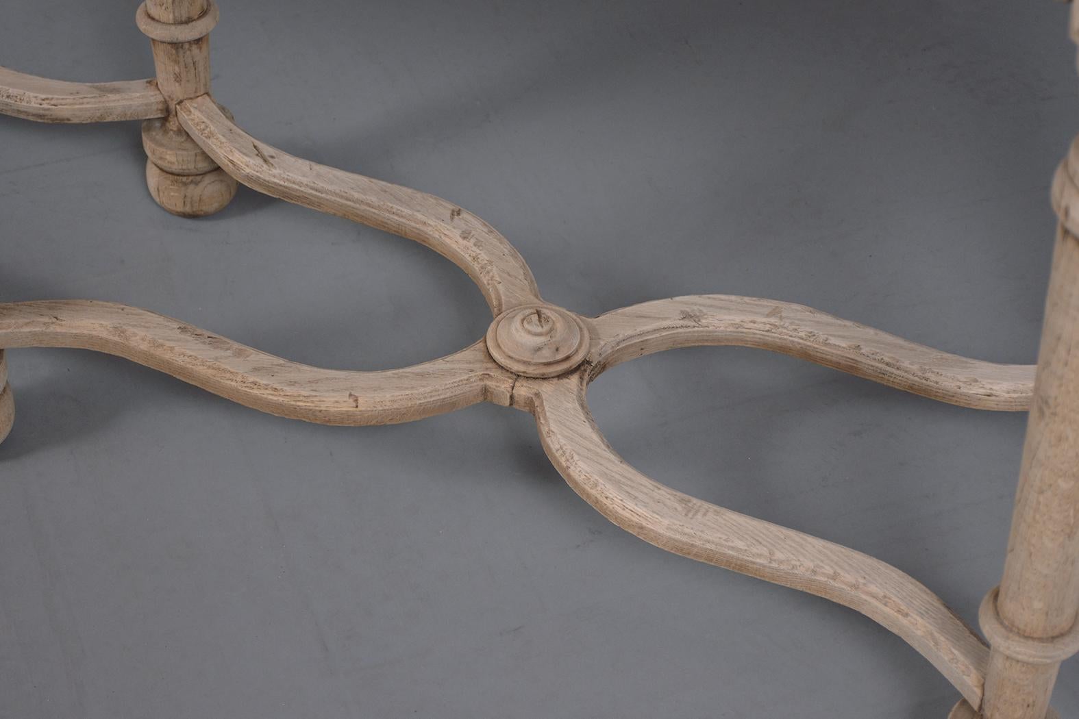 Iron Carved Bleached Console Table