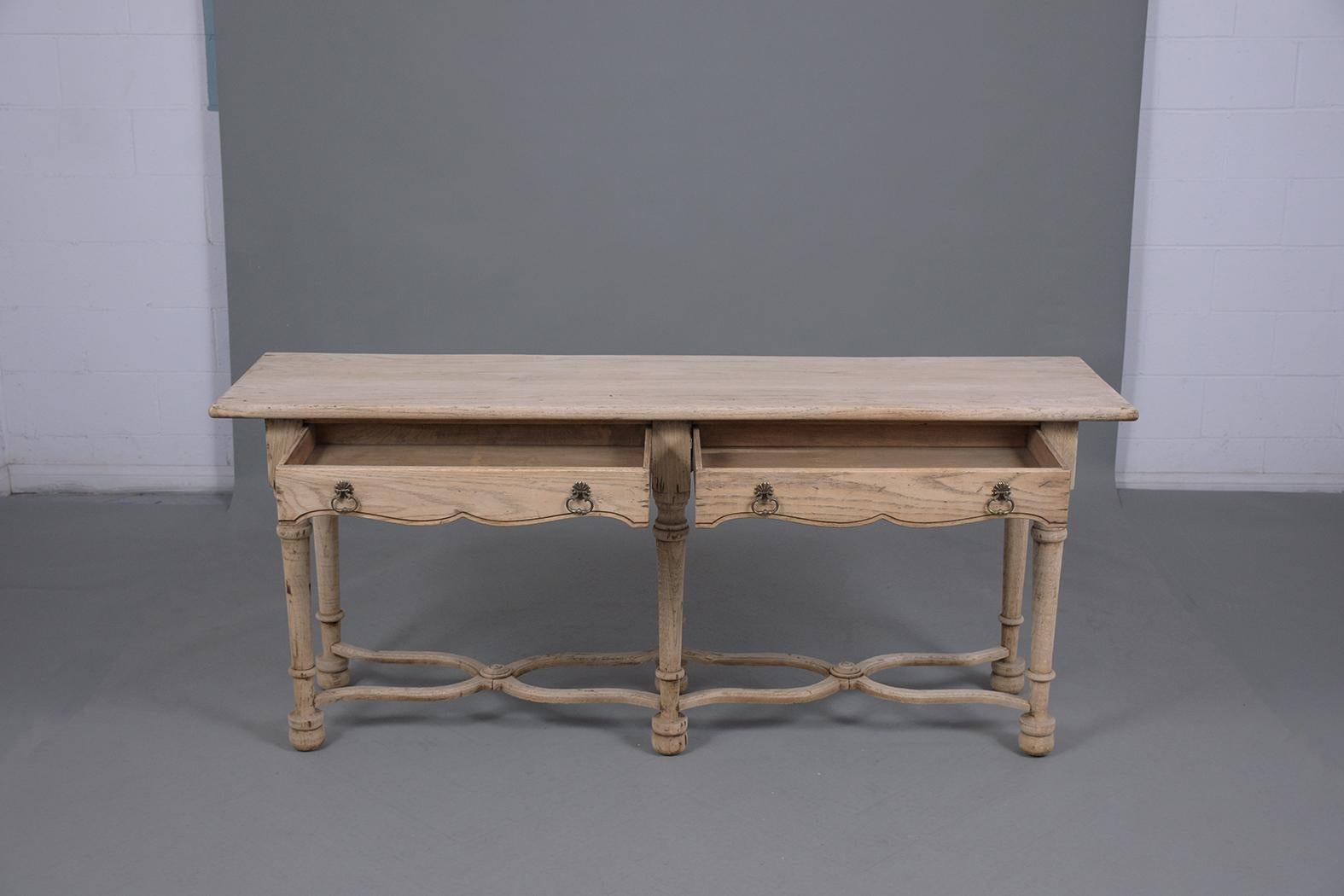 Carved Bleached Console Table In Good Condition In Los Angeles, CA