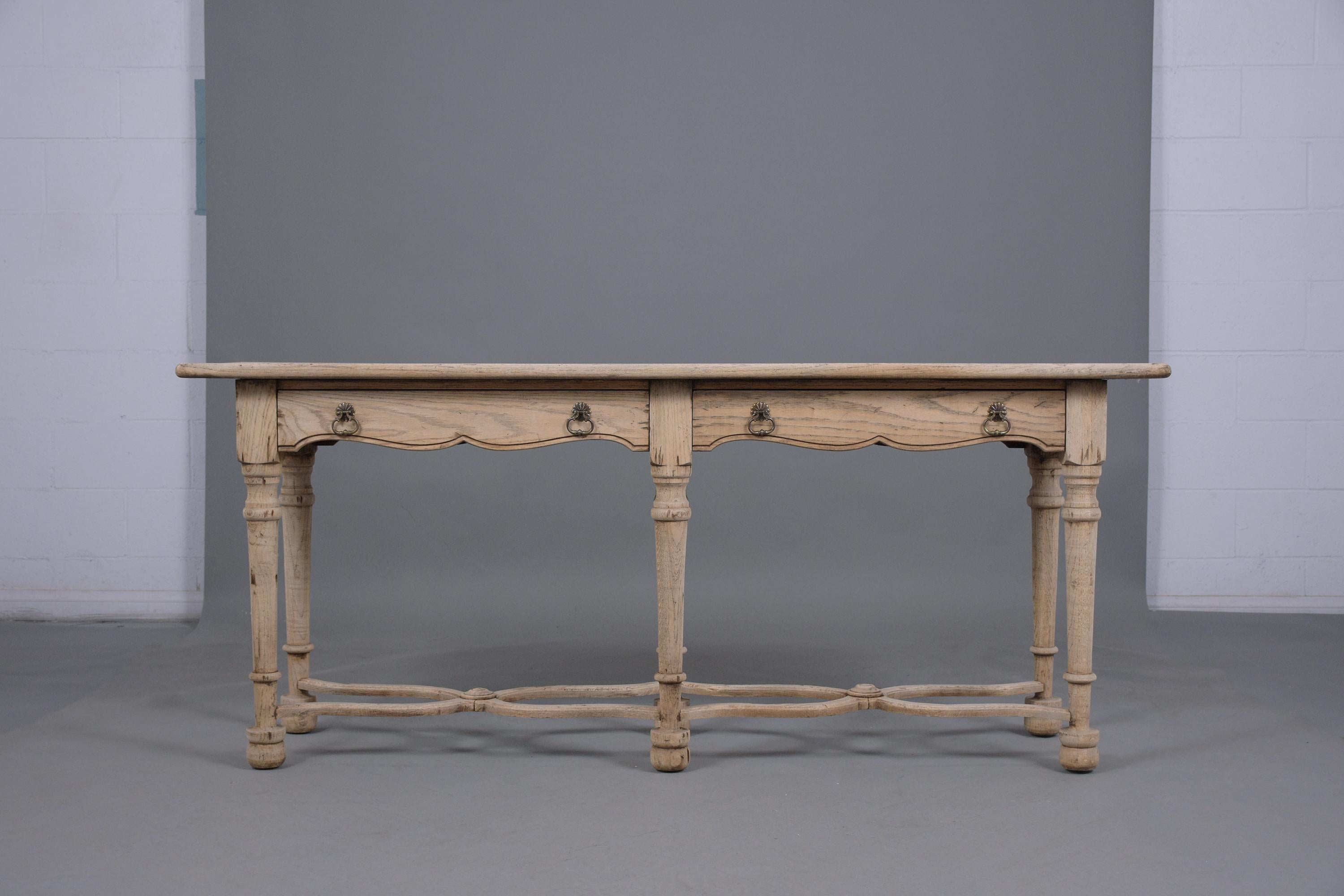 Polished Carved Bleached Console Table