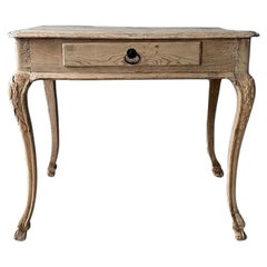 Bleached French Fruitwood Writing Table with Cabriole Legs
