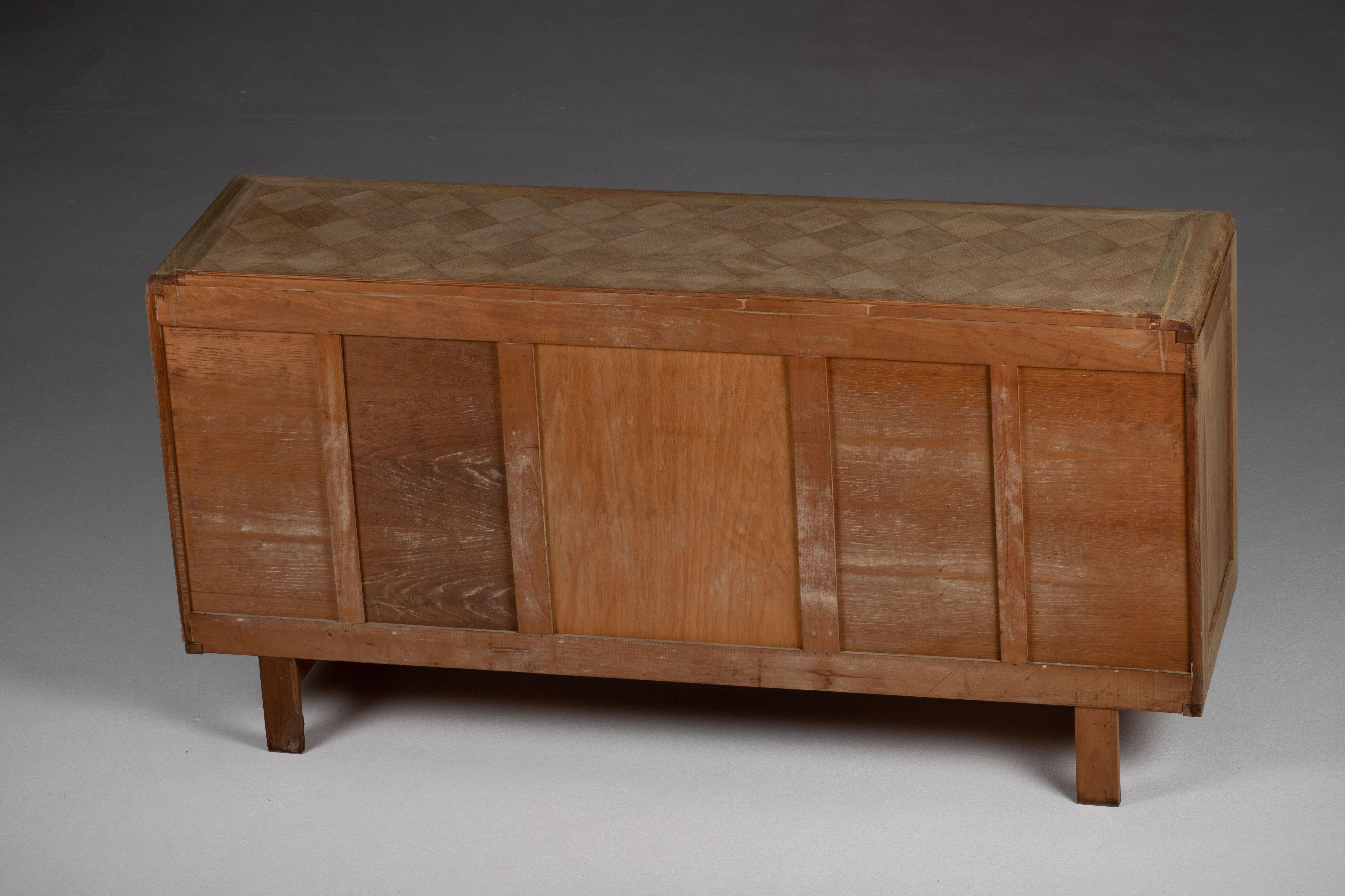 Bleached French Large Art Deco Sideboard Oak, 1940s For Sale 16