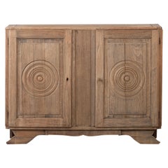Bleached French Oak Art Deco Cabinet Sideboard, Charles Dudouyt, France