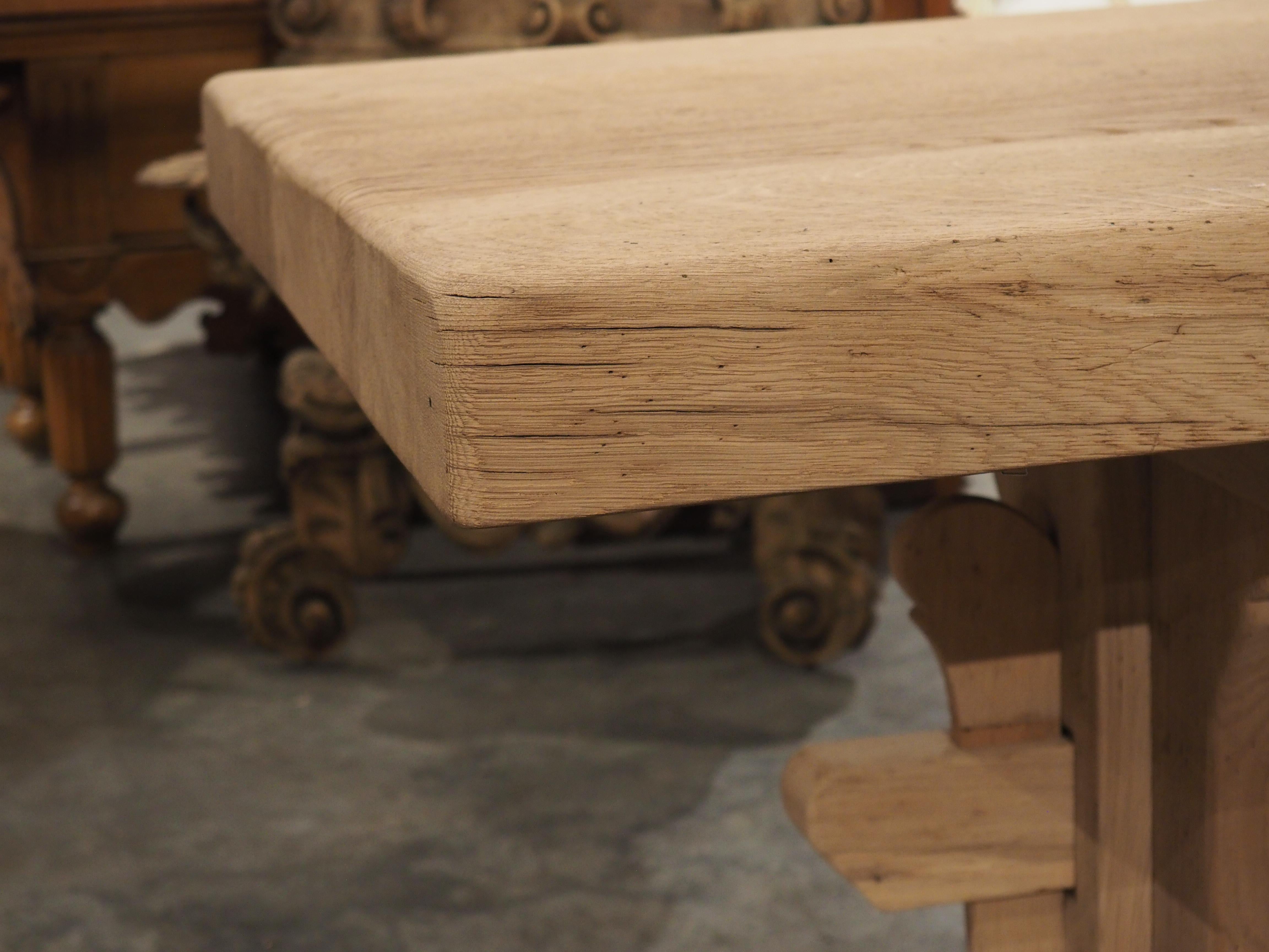 Bleached French Oak Beam Monastery Style Dining Table, Circa 1950 For