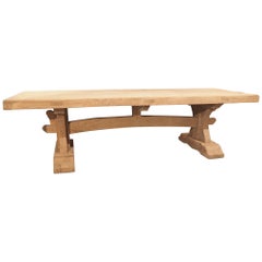 Bleached French Oak Beam Monastery Style Dining Table, Circa 1950