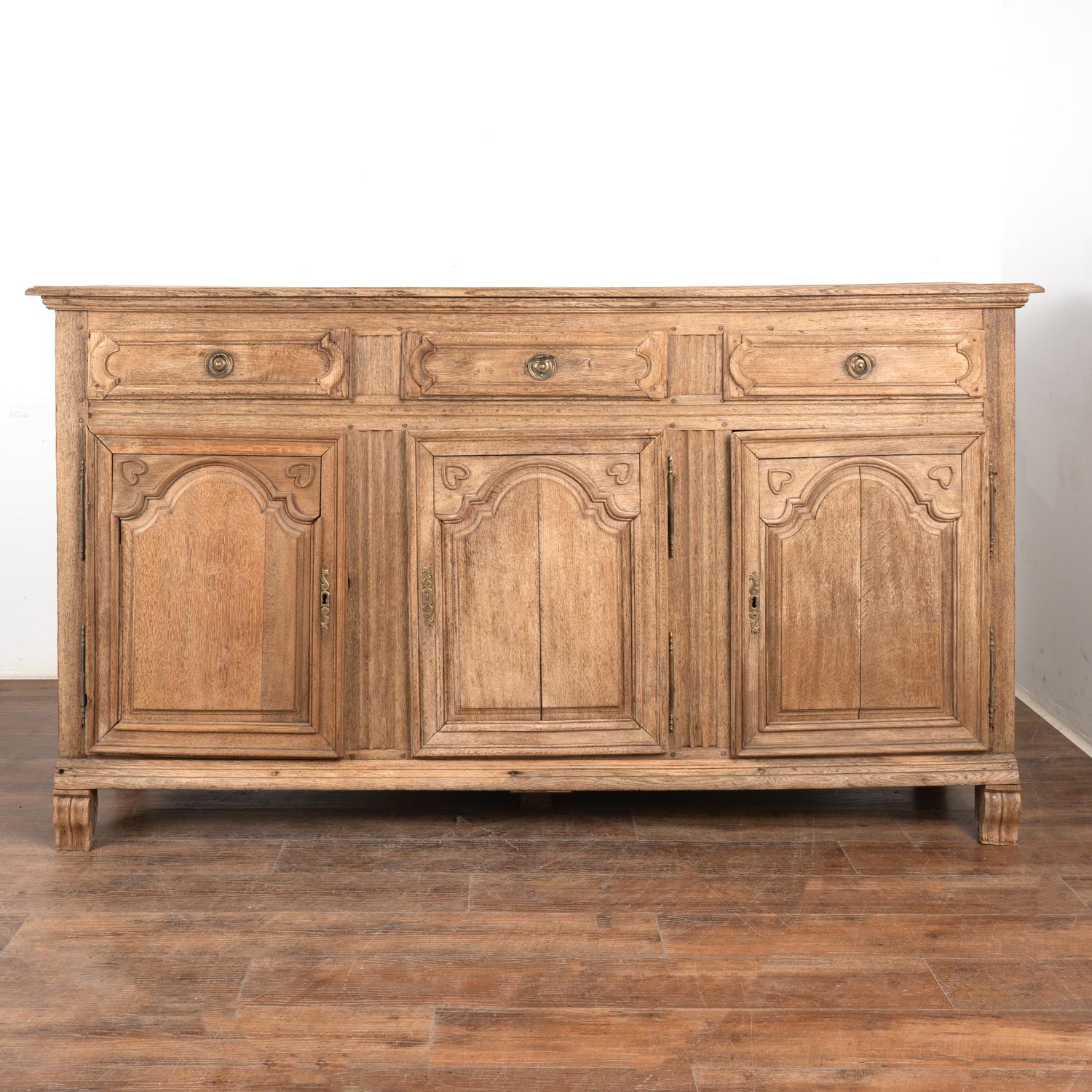 Bleached French Oak Sideboard Buffet, circa 1800's In Good Condition For Sale In Round Top, TX