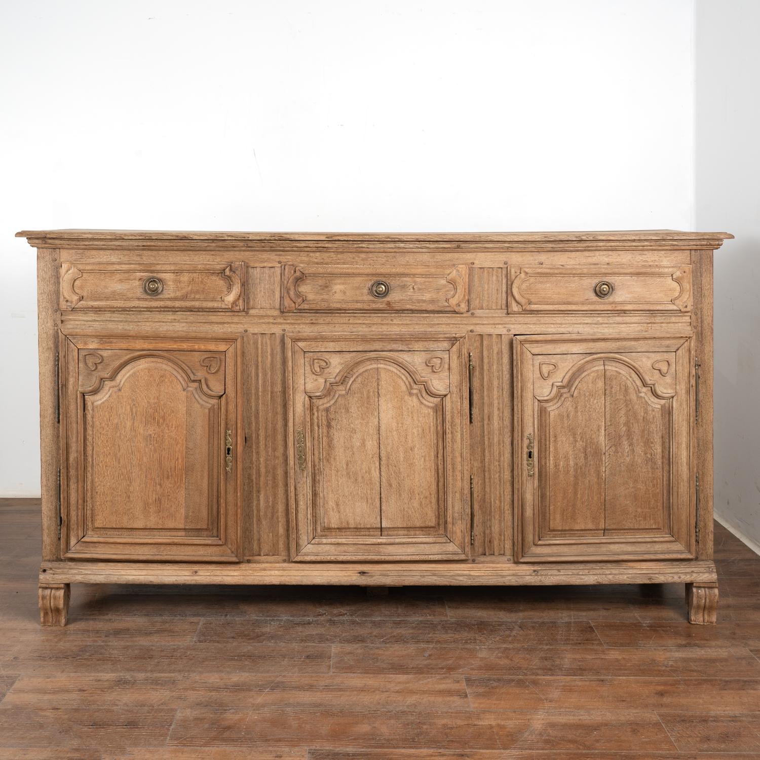 19th Century Bleached French Oak Sideboard Buffet, circa 1800's For Sale