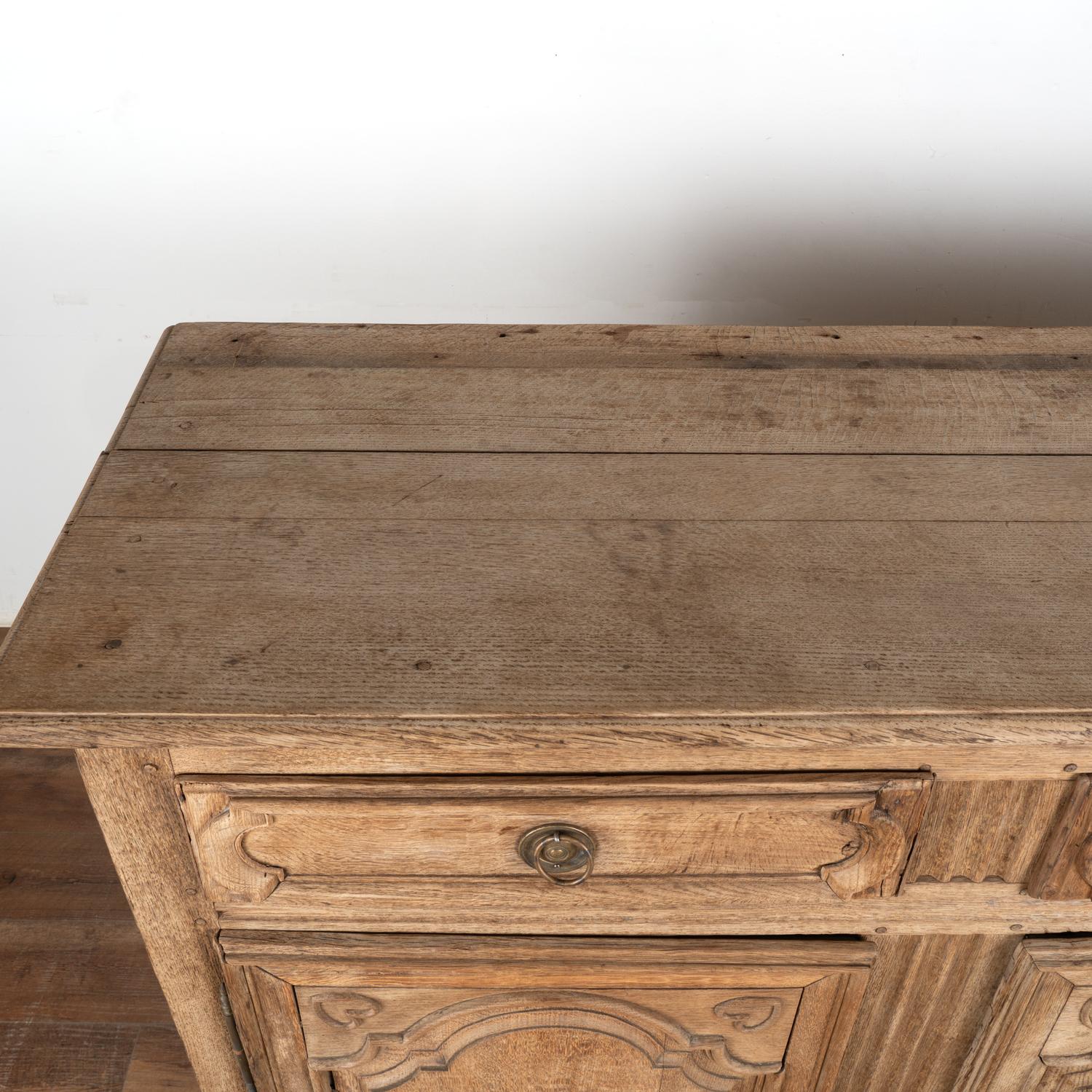 Brass Bleached French Oak Sideboard Buffet, circa 1800's For Sale