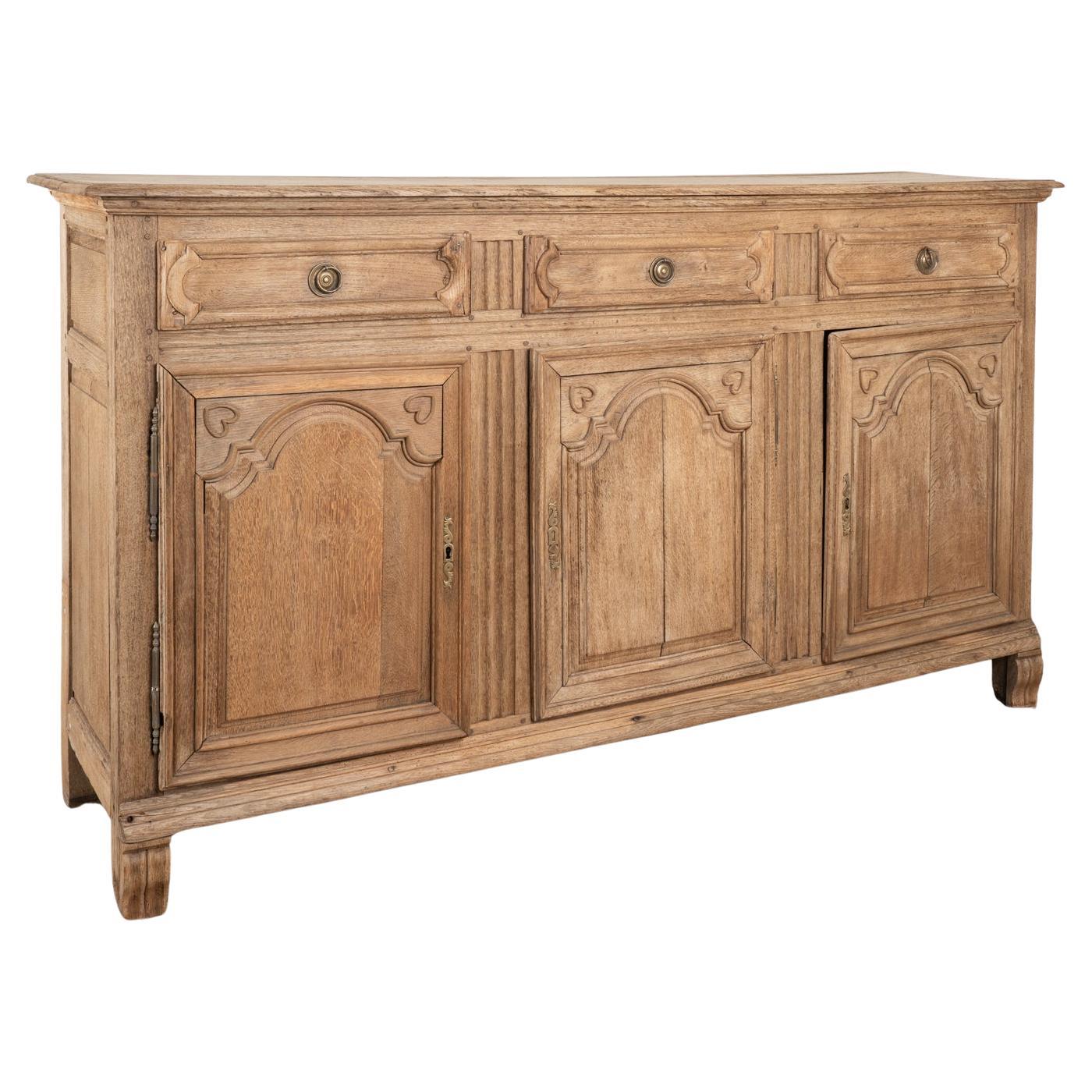 Bleached French Oak Sideboard Buffet, circa 1800's For Sale
