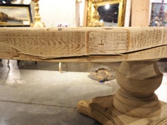 Bleached French Oval Dining or Breakfast Table, Glass Inset Panels, Circa 1940s
