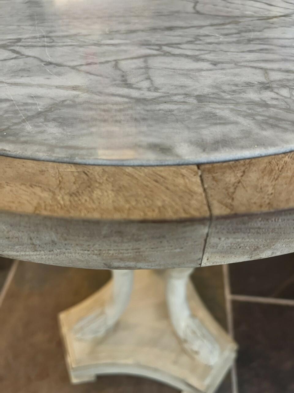 Bleached Fruitwood French Swan Leg Side Table In Good Condition For Sale In Houston, TX
