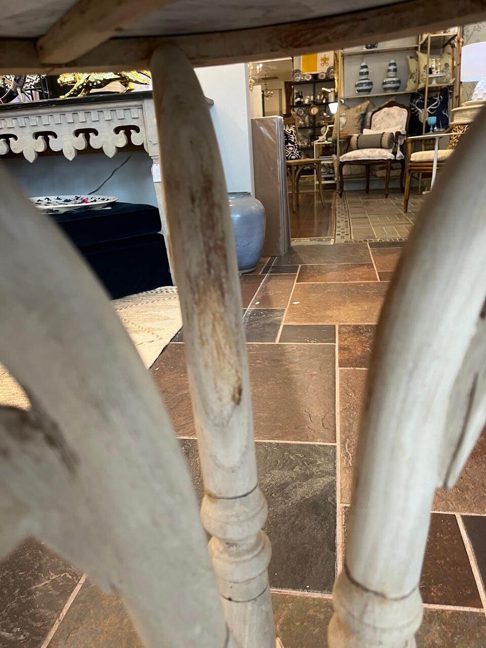 Bleached Fruitwood French Swan Leg Side Table For Sale 1