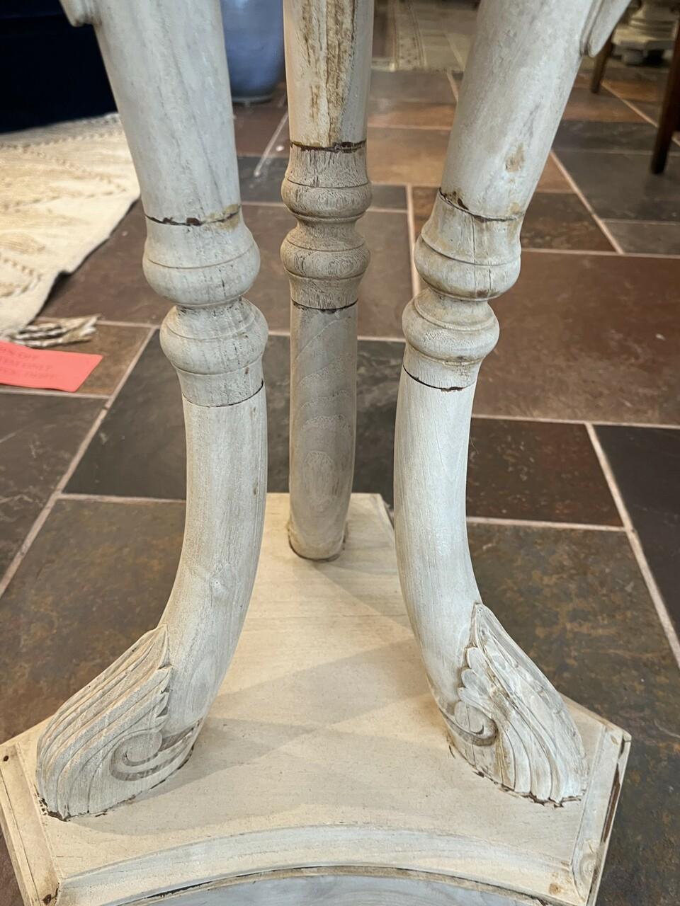 Bleached Fruitwood French Swan Leg Side Table For Sale 2