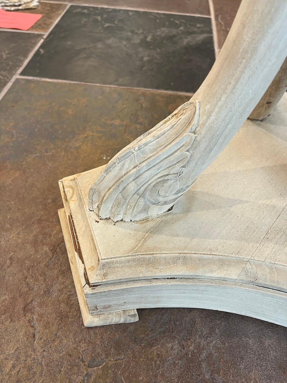 Bleached Fruitwood French Swan Leg Side Table For Sale 3