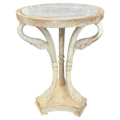 Bleached Fruitwood French Swan Leg Side Table