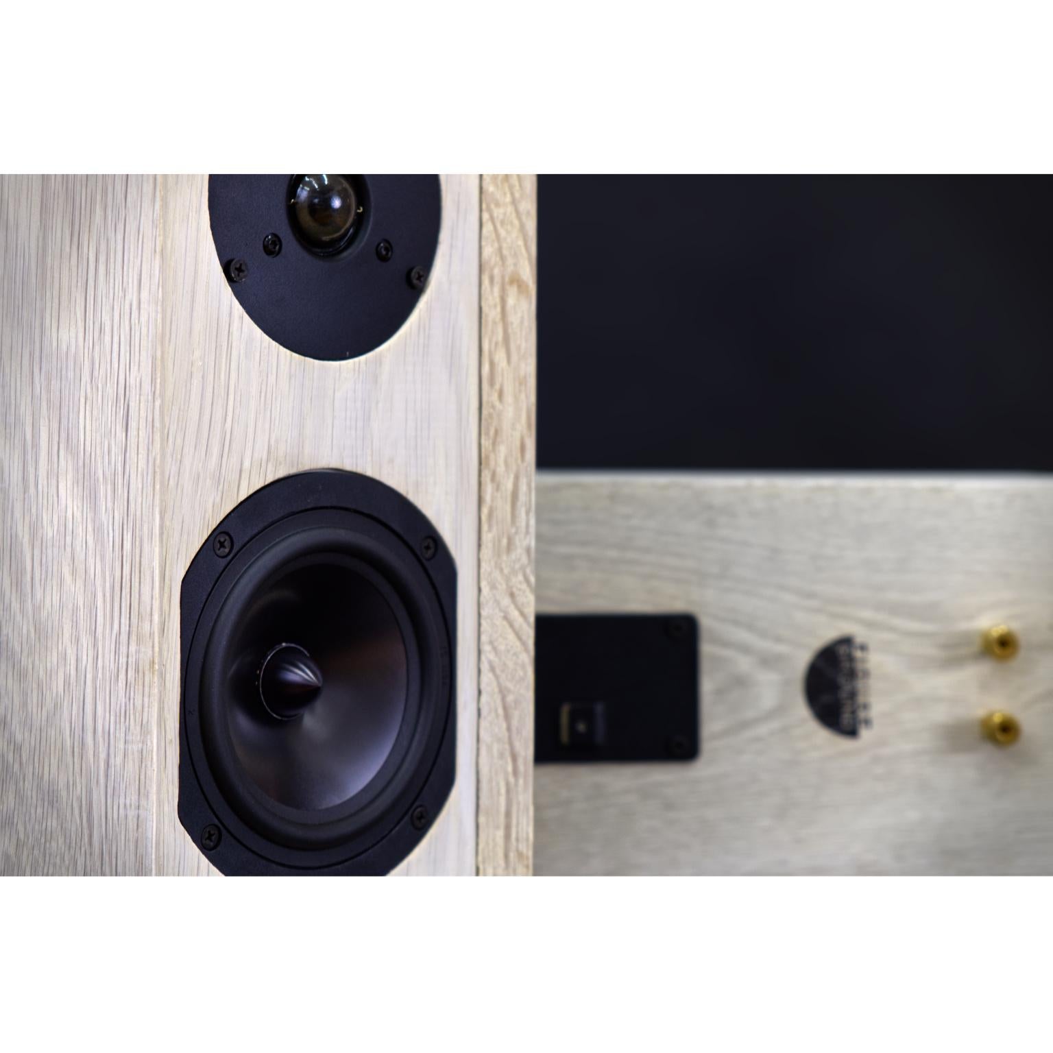 American Bleached Handmade Oak Speaker Set with Custom Cross Overs For Sale