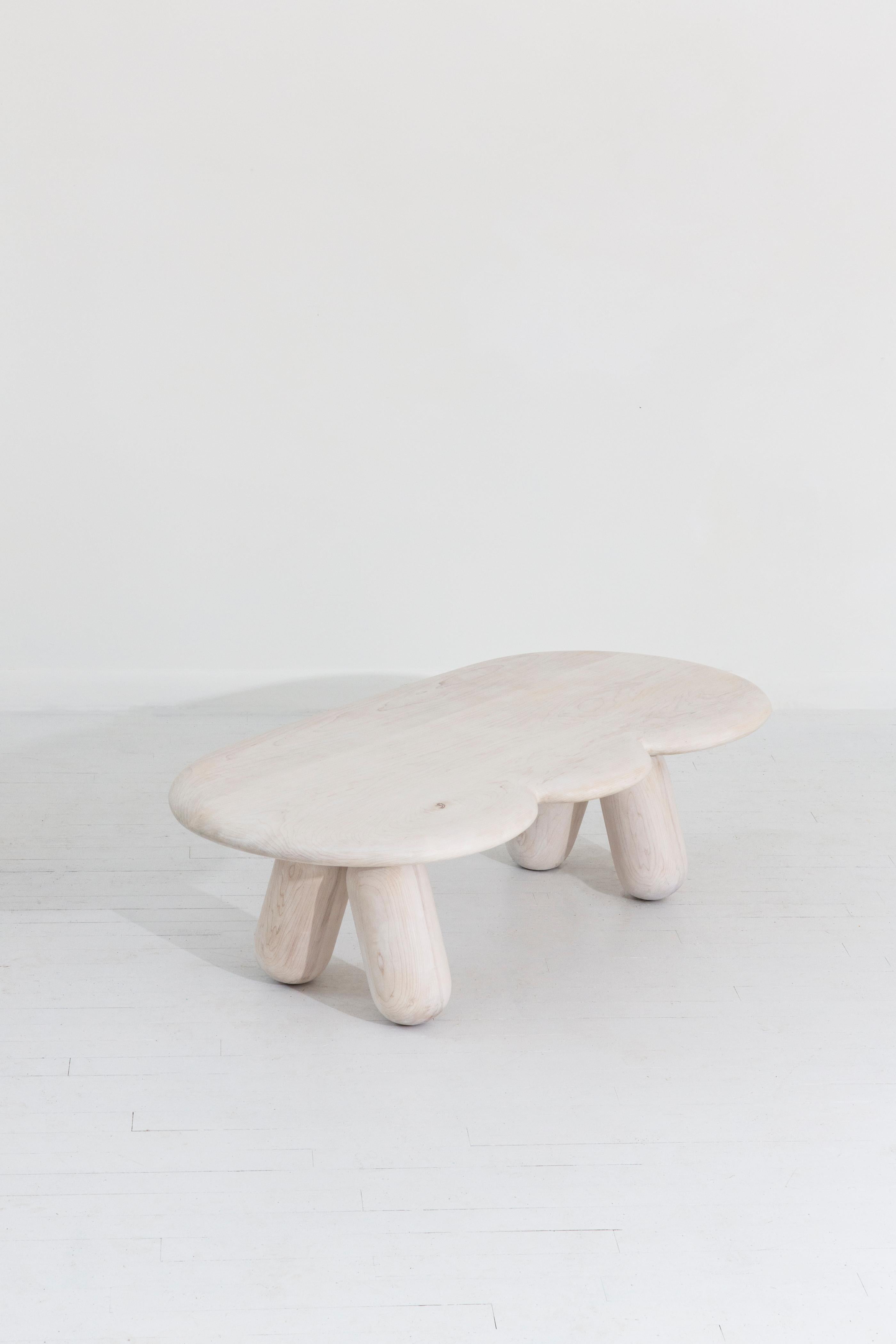 Modern Bleached Hard Maple Organic Coffee Table by Jackrabbit Studio For Sale