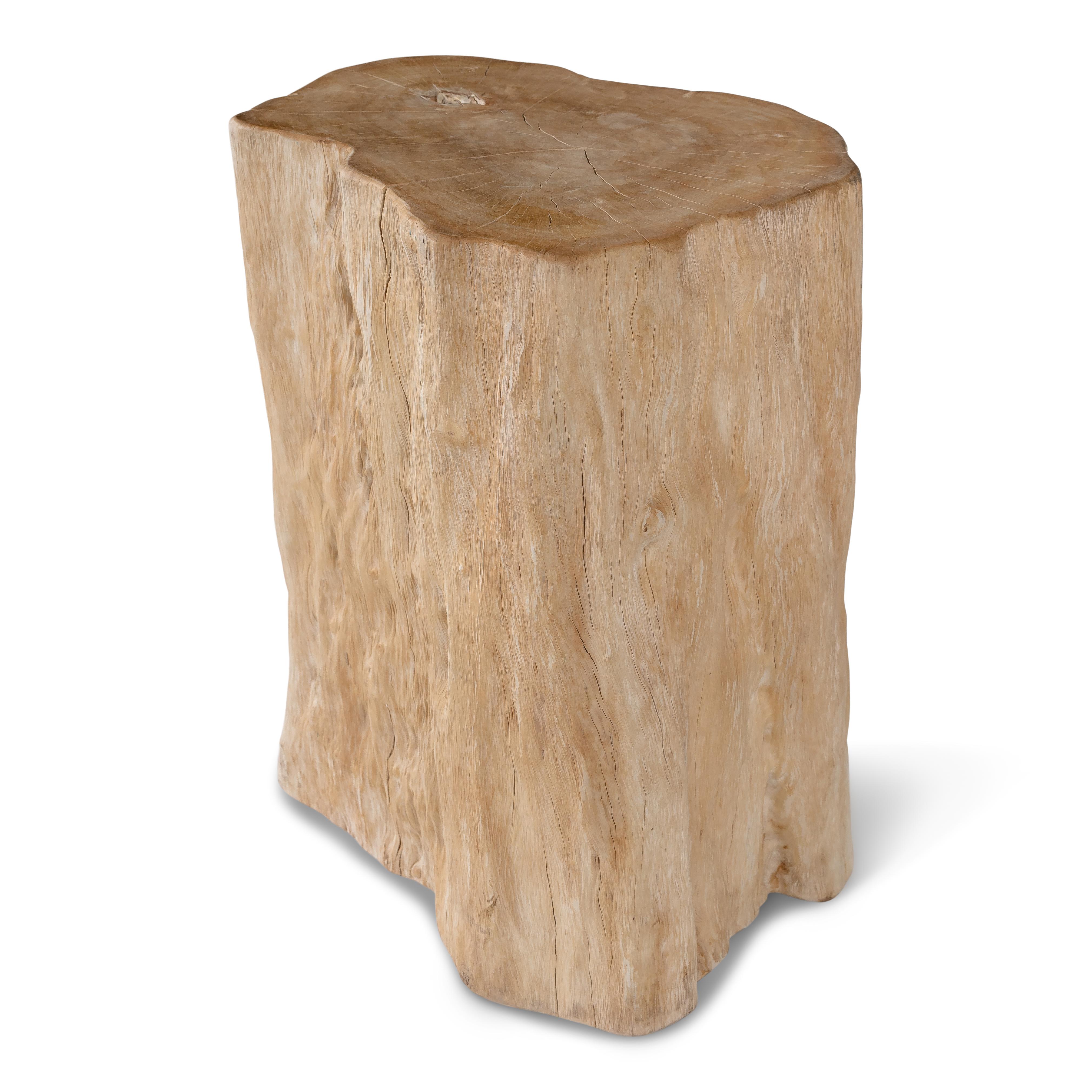 Organic Modern Bleached Iron Wood Stump Table
