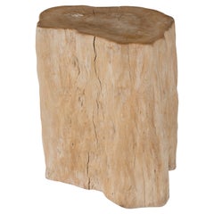 Bleached Iron Wood Stump Table