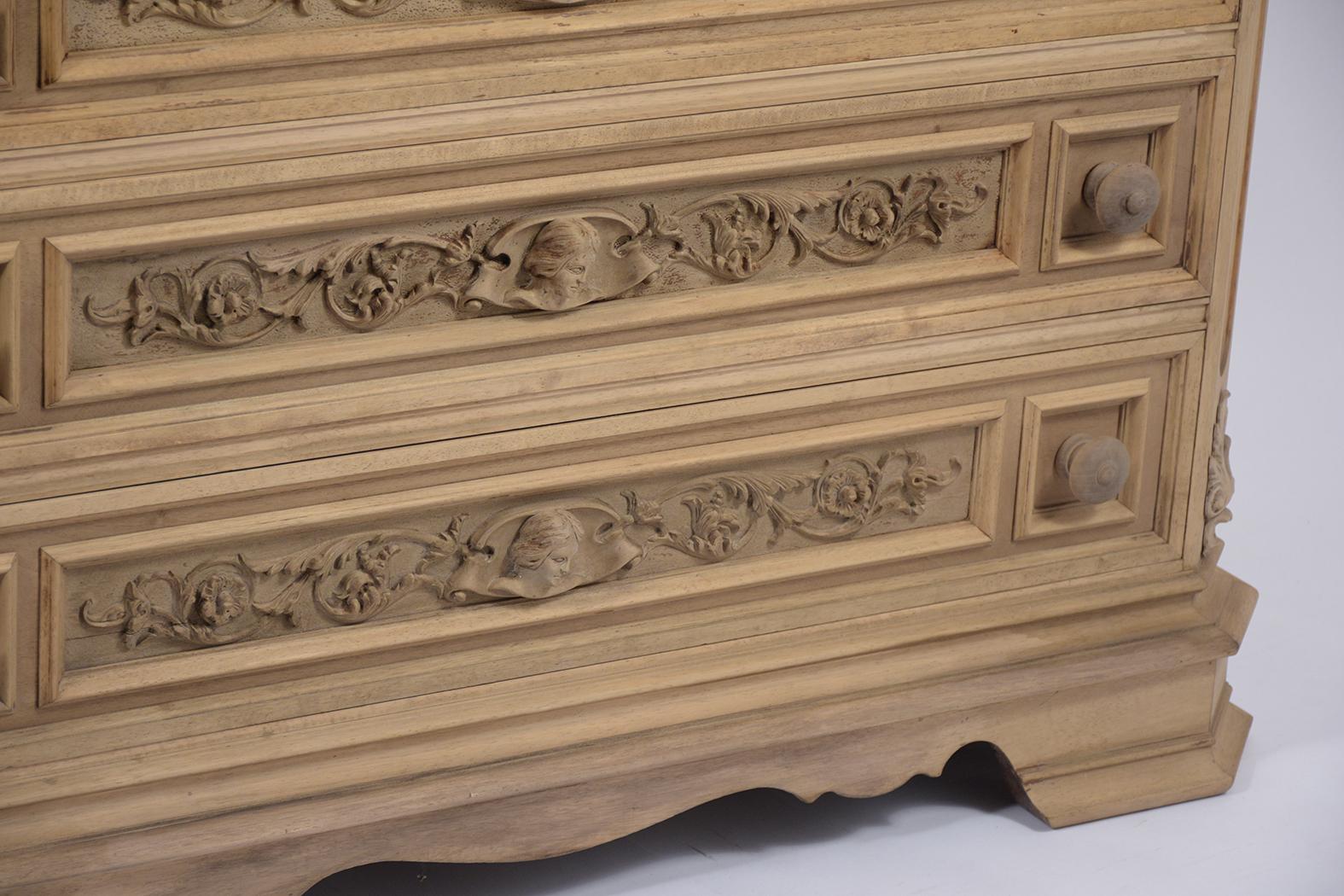 Wood Bleached Italian Chest of Drawers