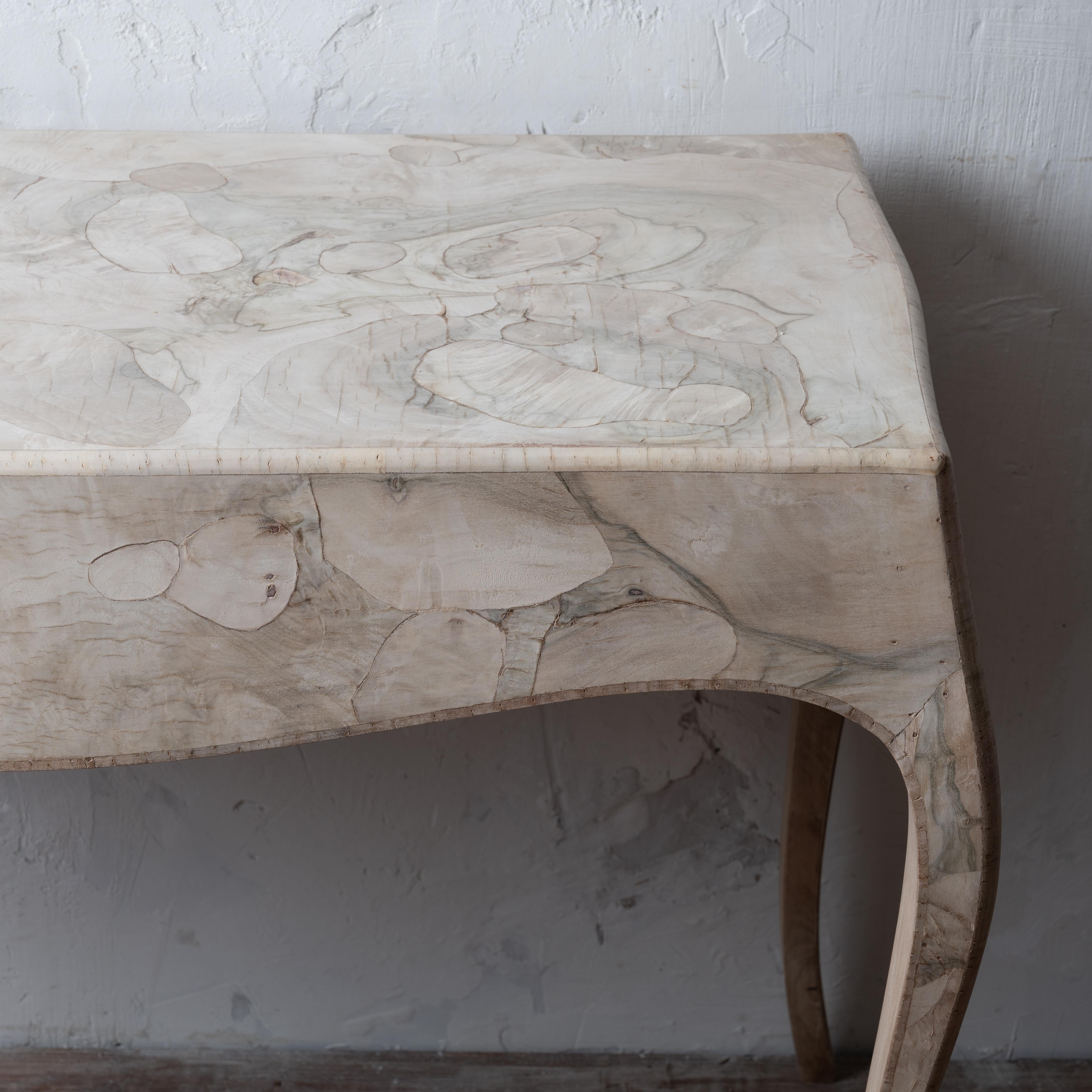 Bleached Italian Patchwork Veneer Writing Desk, c.1950 For Sale 6