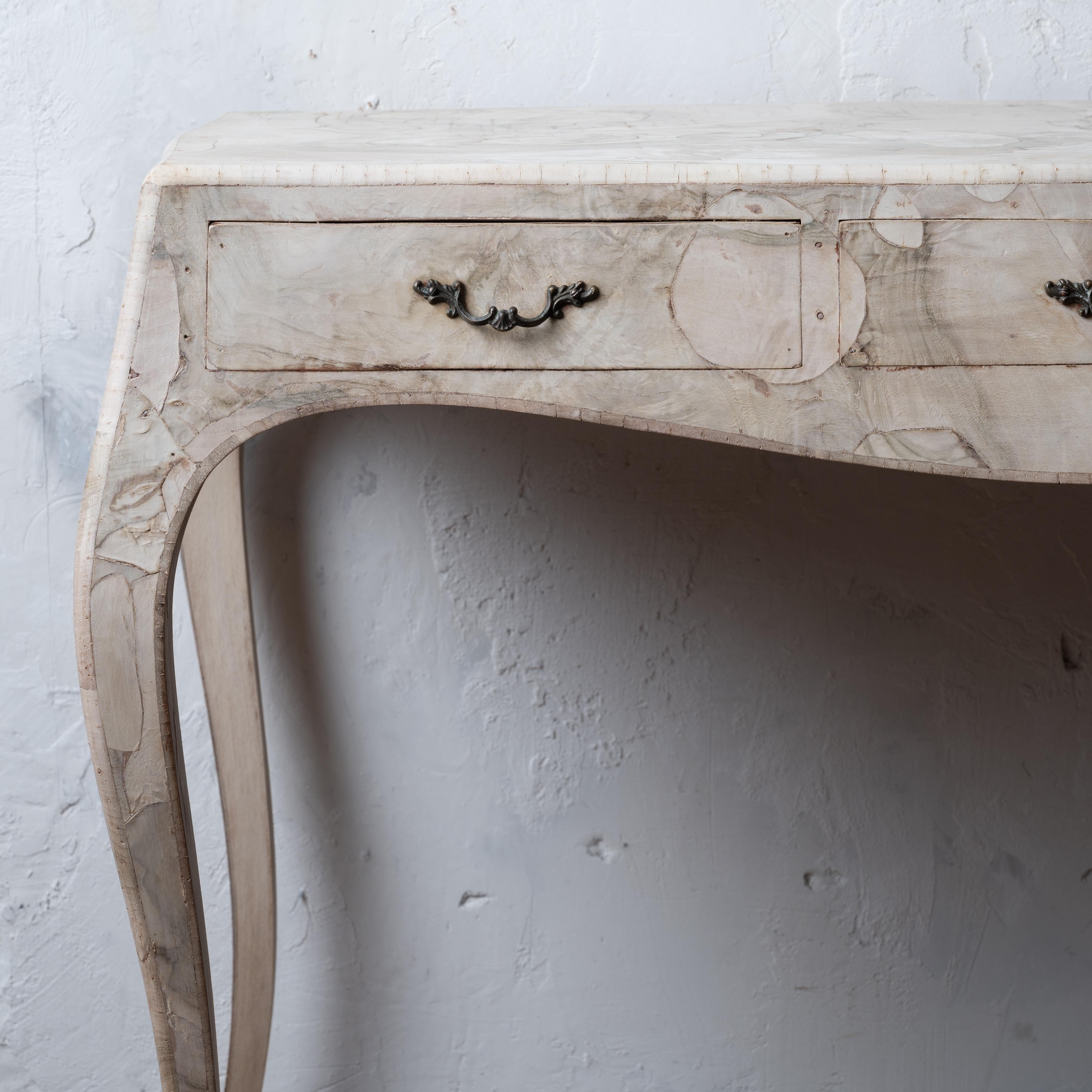 Bleached Italian Patchwork Veneer Writing Desk, c.1950 For Sale 7