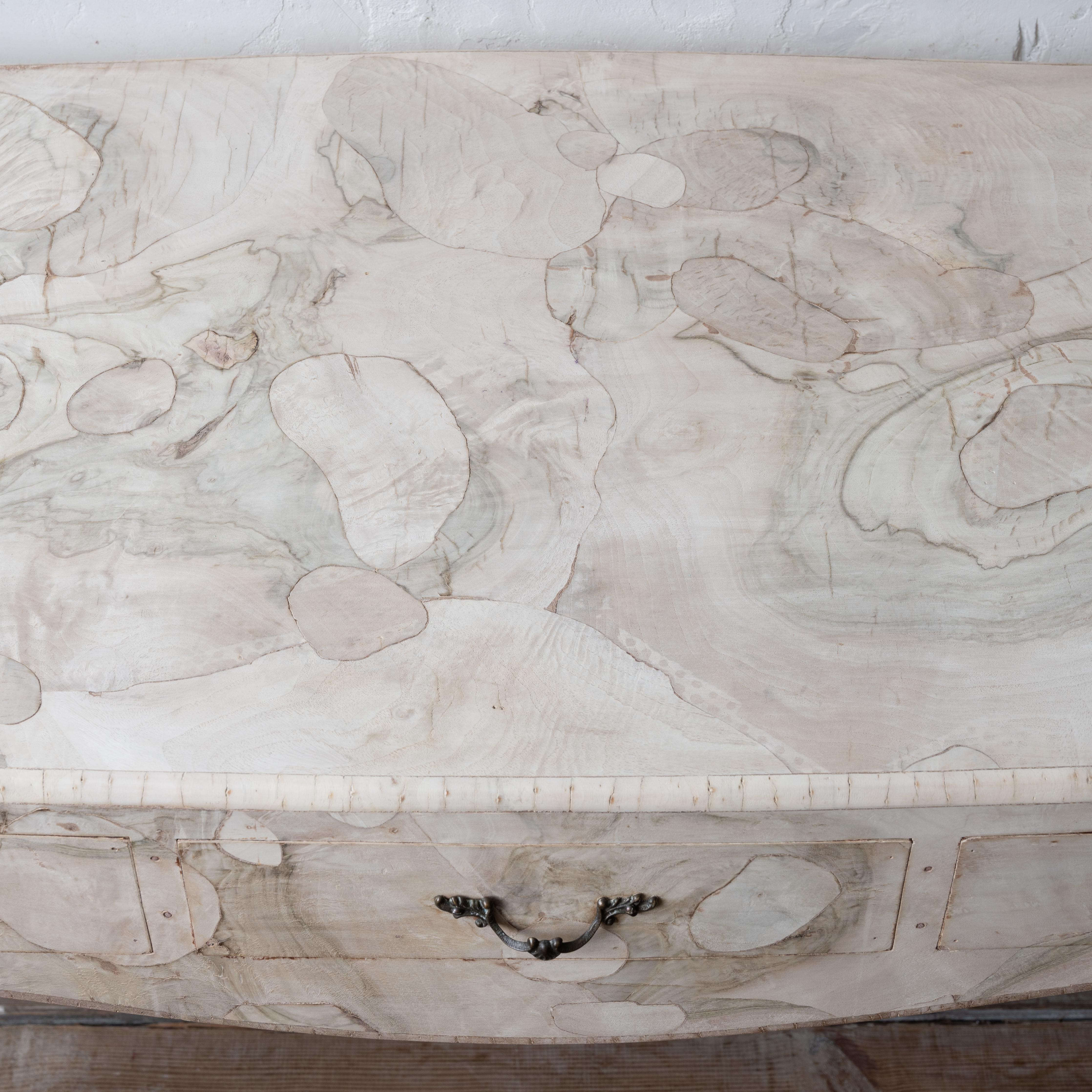 Bleached Italian Patchwork Veneer Writing Desk, c.1950 For Sale 8