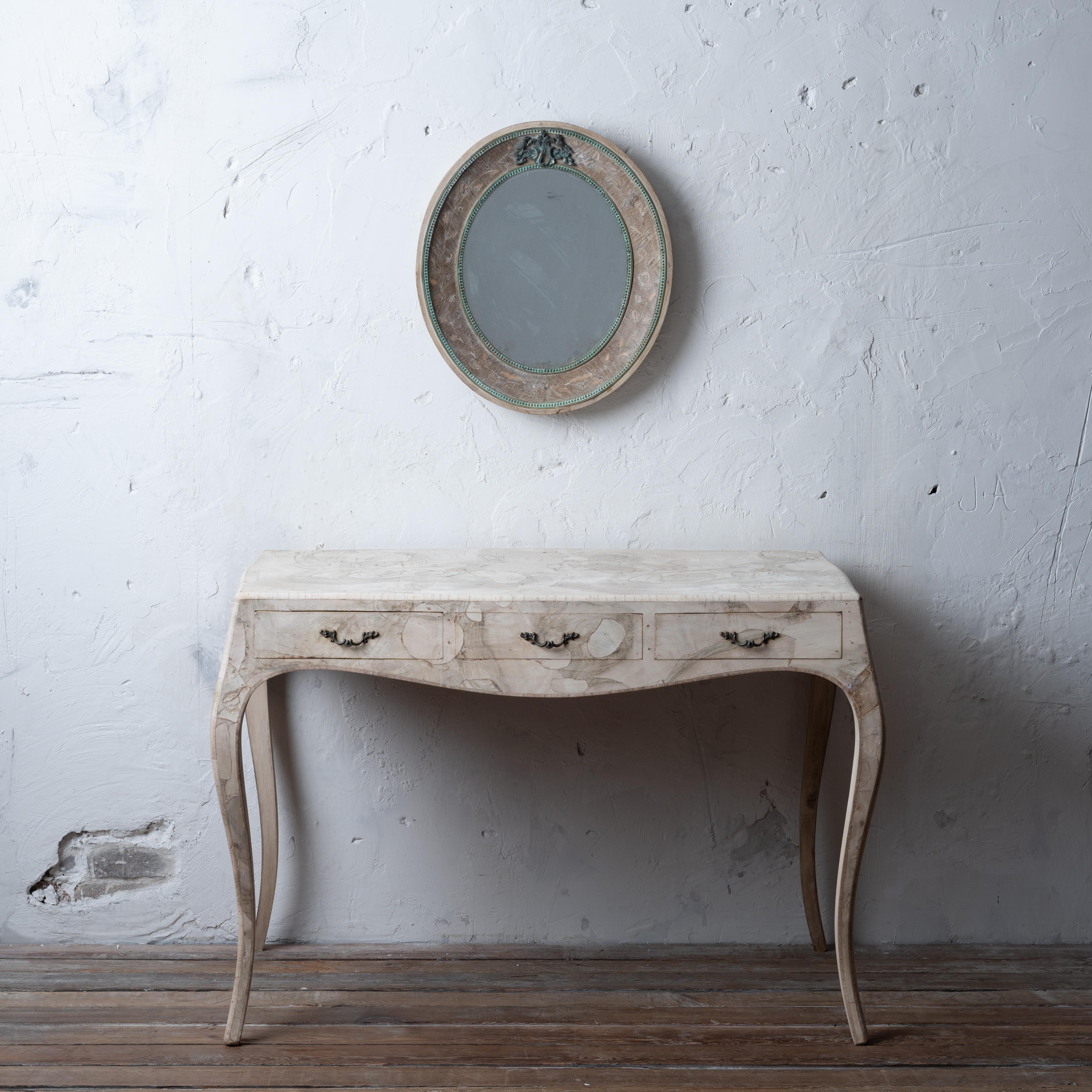 Bleached Italian Patchwork Veneer Writing Desk, c.1950 In Good Condition For Sale In Savannah, GA