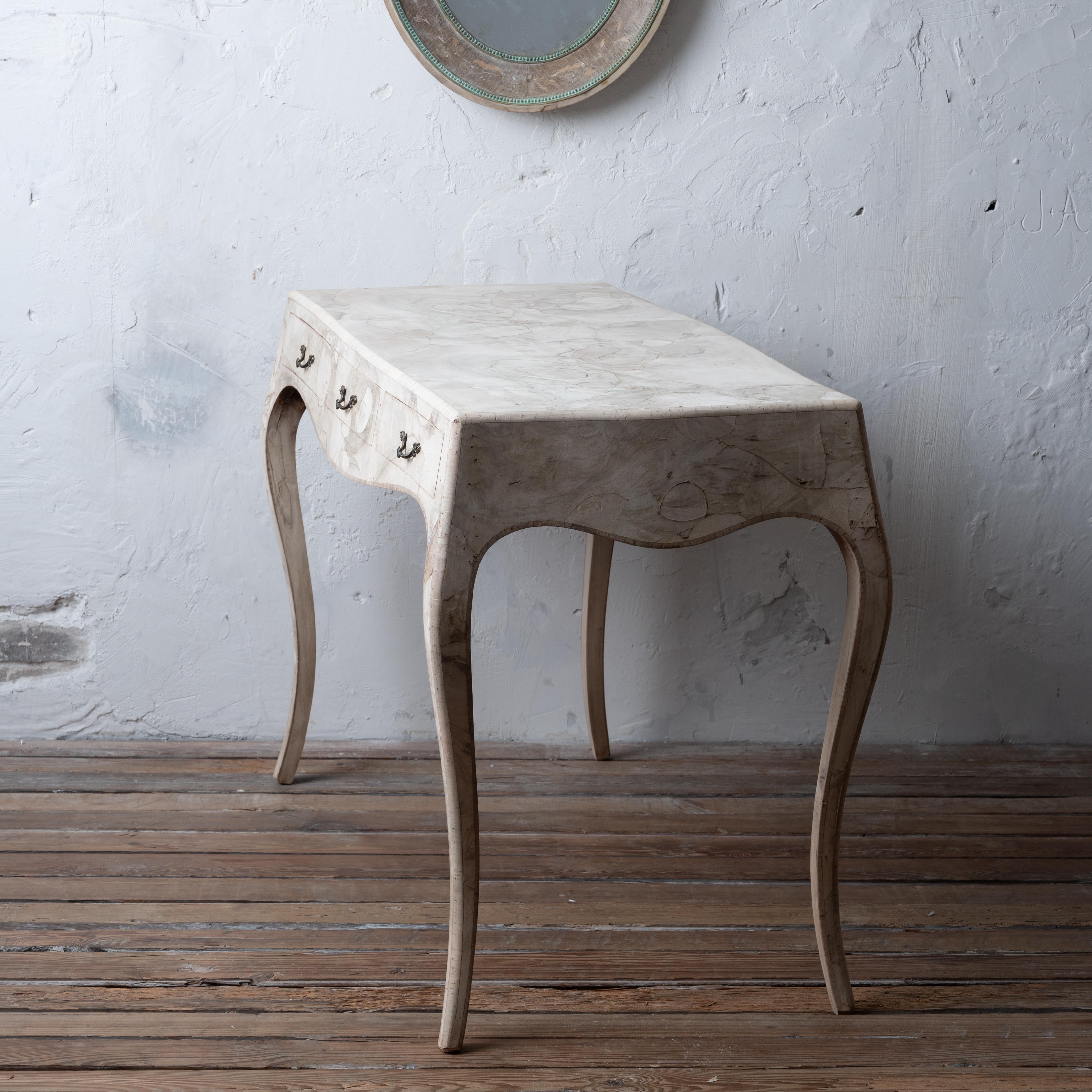 Bleached Italian Patchwork Veneer Writing Desk, c.1950 For Sale 1