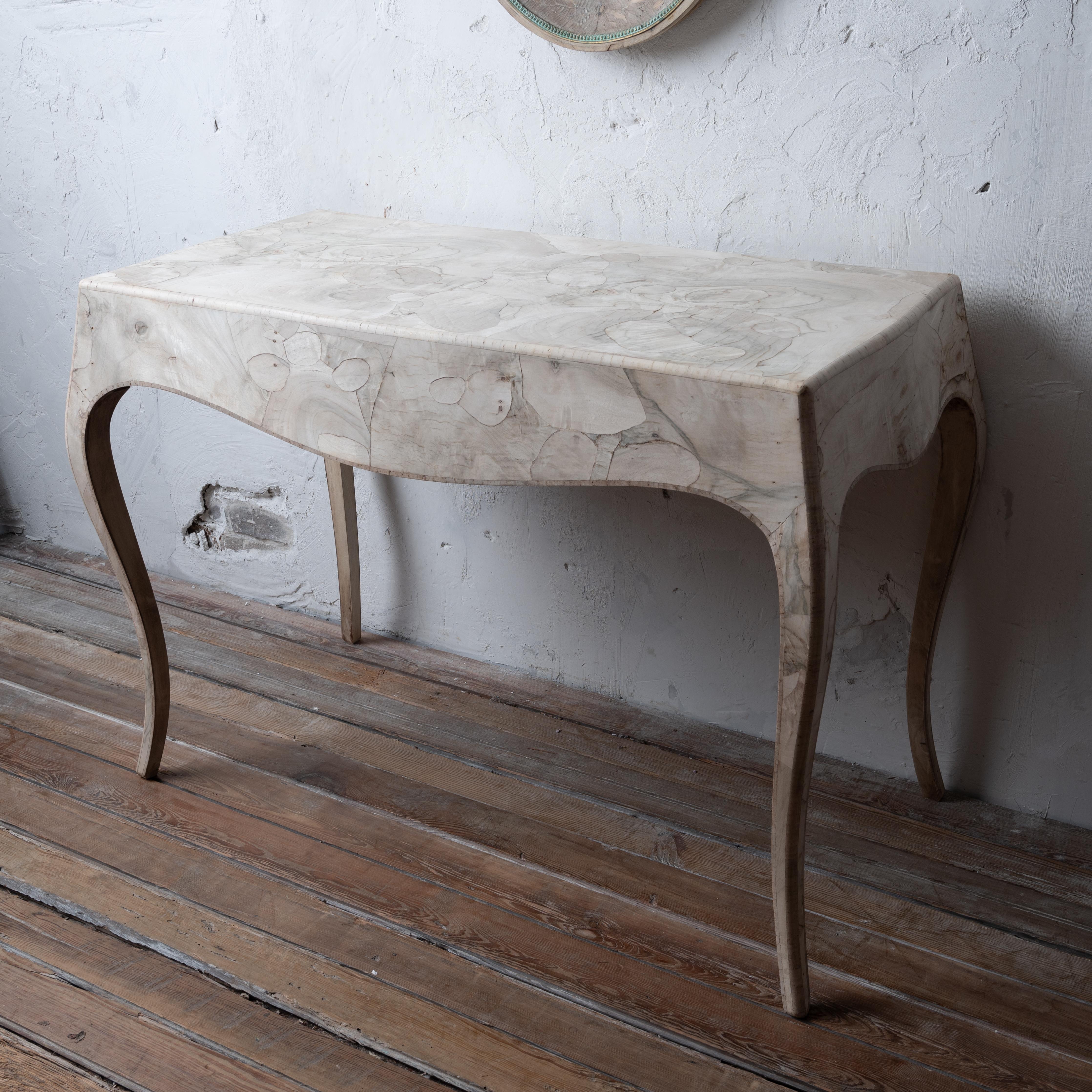 Bleached Italian Patchwork Veneer Writing Desk, c.1950 For Sale 3