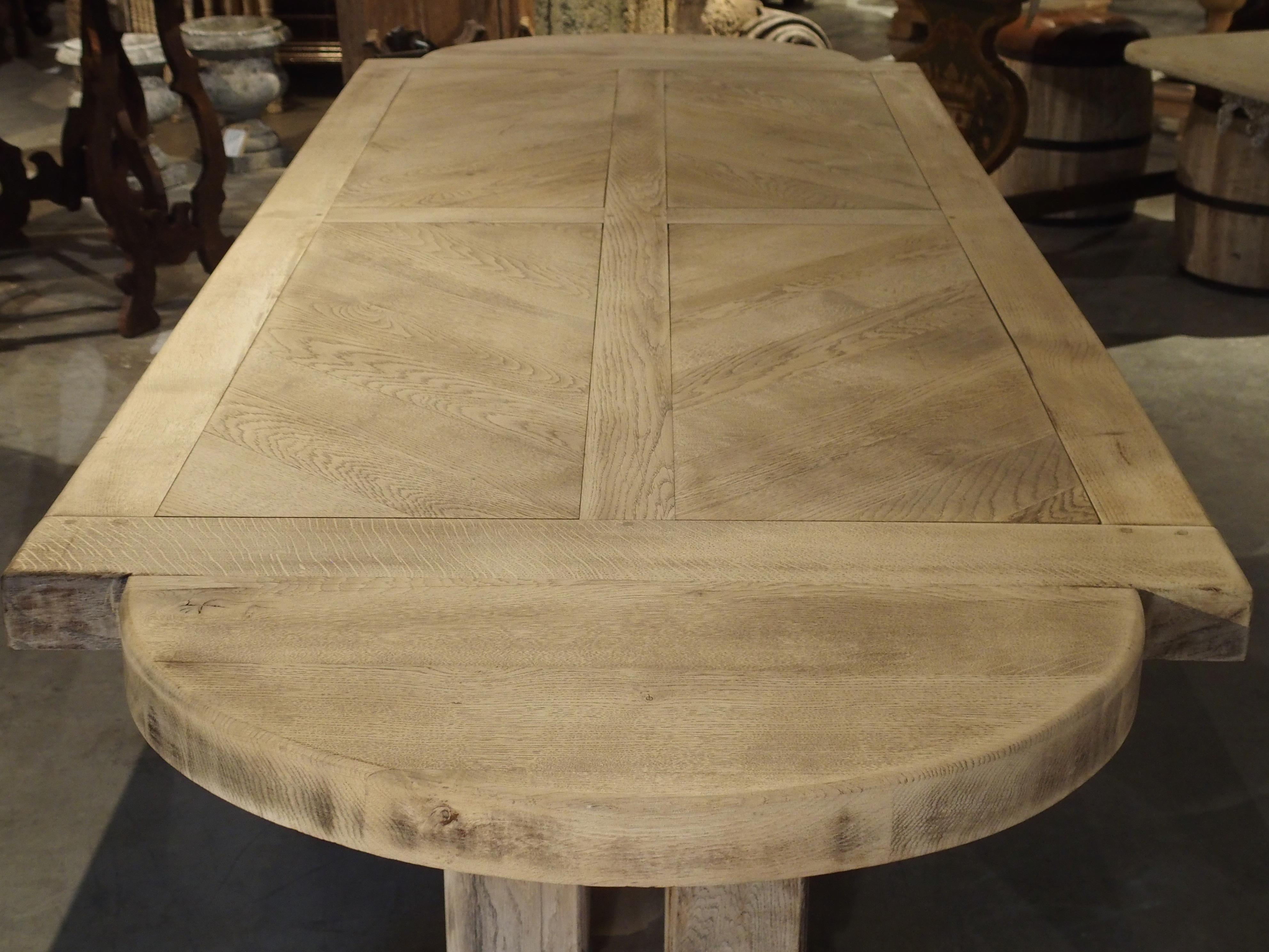 Bleached Louis XIV Style French Farm Table with Semi Circle Ends 6