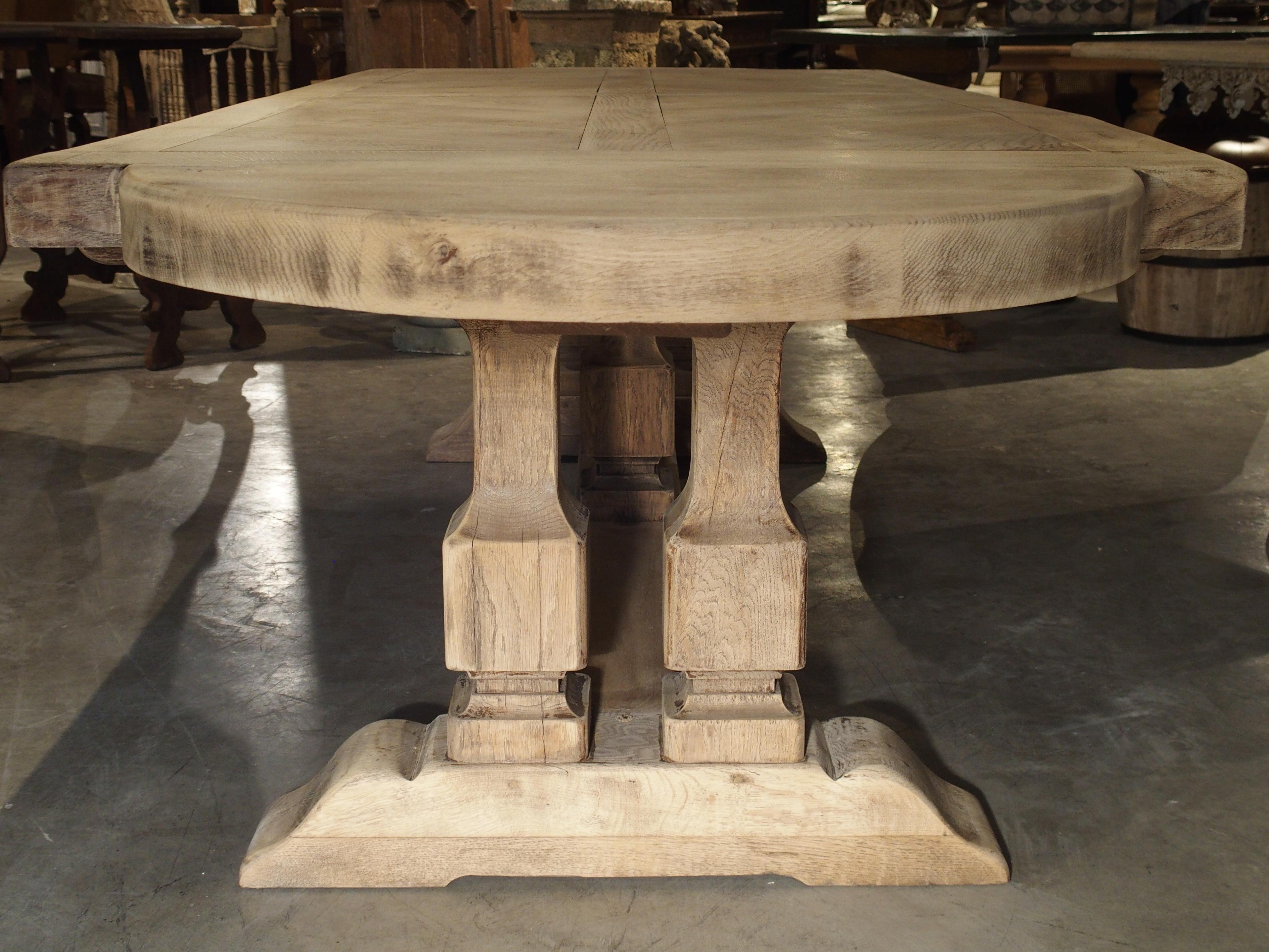 Bleached Louis XIV Style French Farm Table with Semi Circle Ends 7