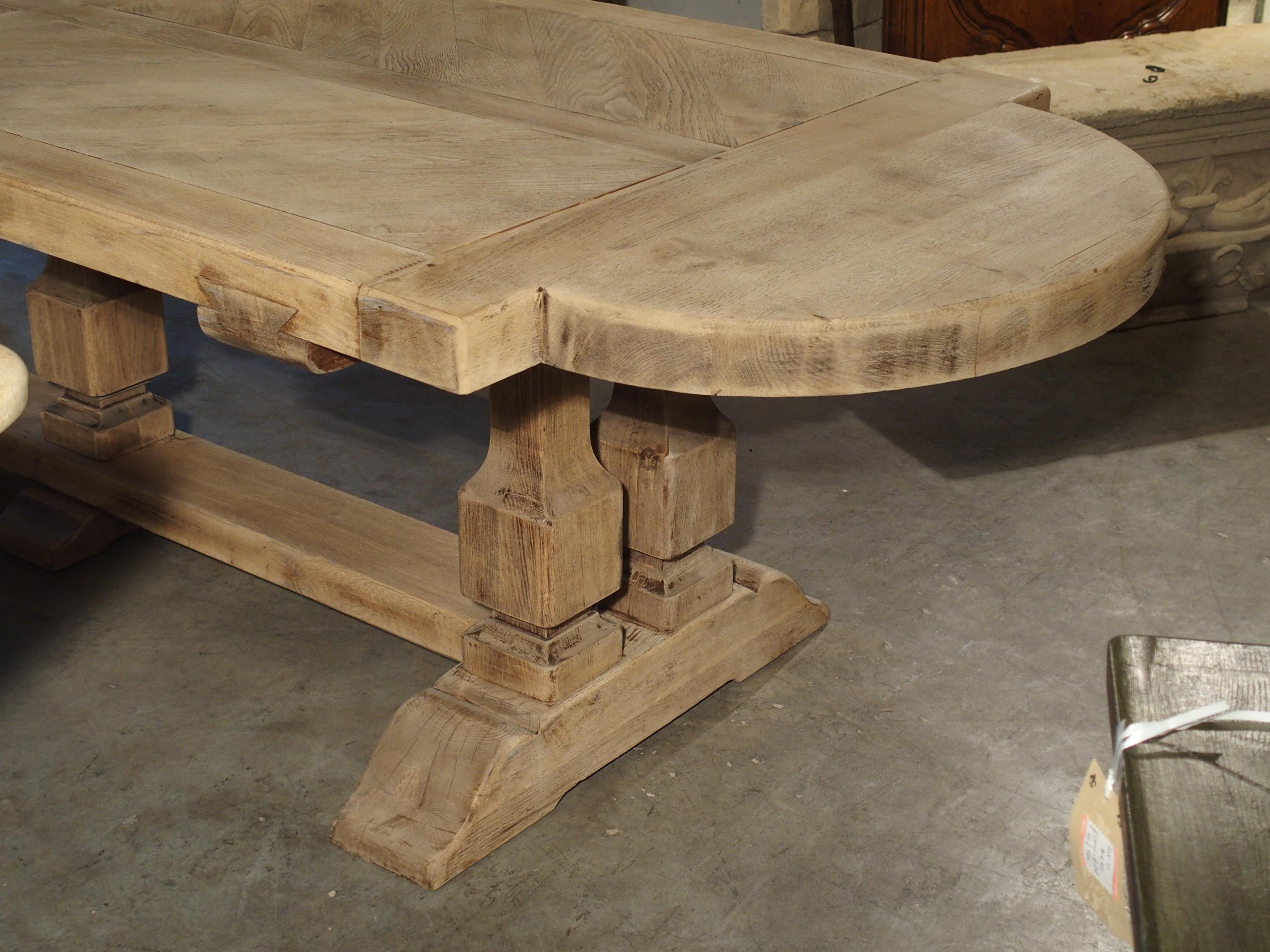 Bleached Louis XIV Style French Farm Table with Semi Circle Ends 11