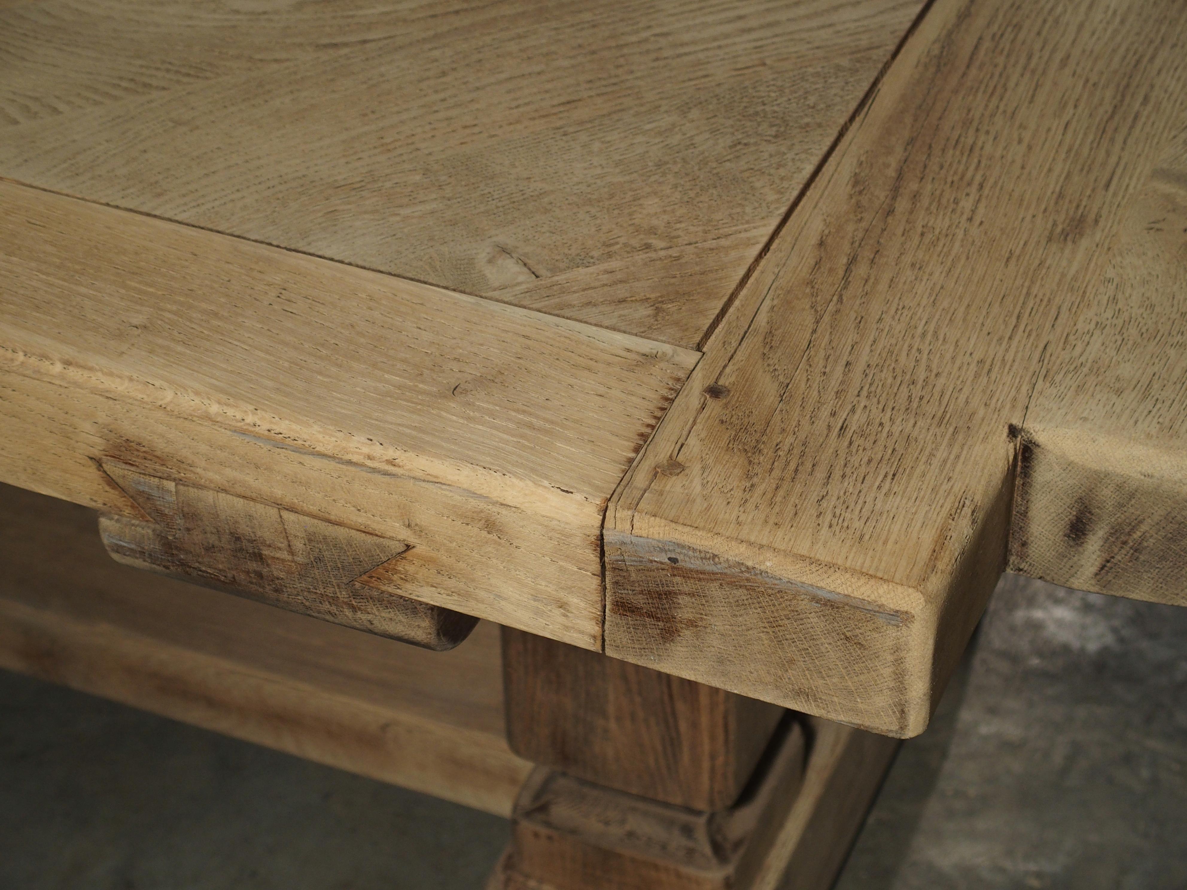 Bleached Louis XIV Style French Farm Table with Semi Circle Ends 12