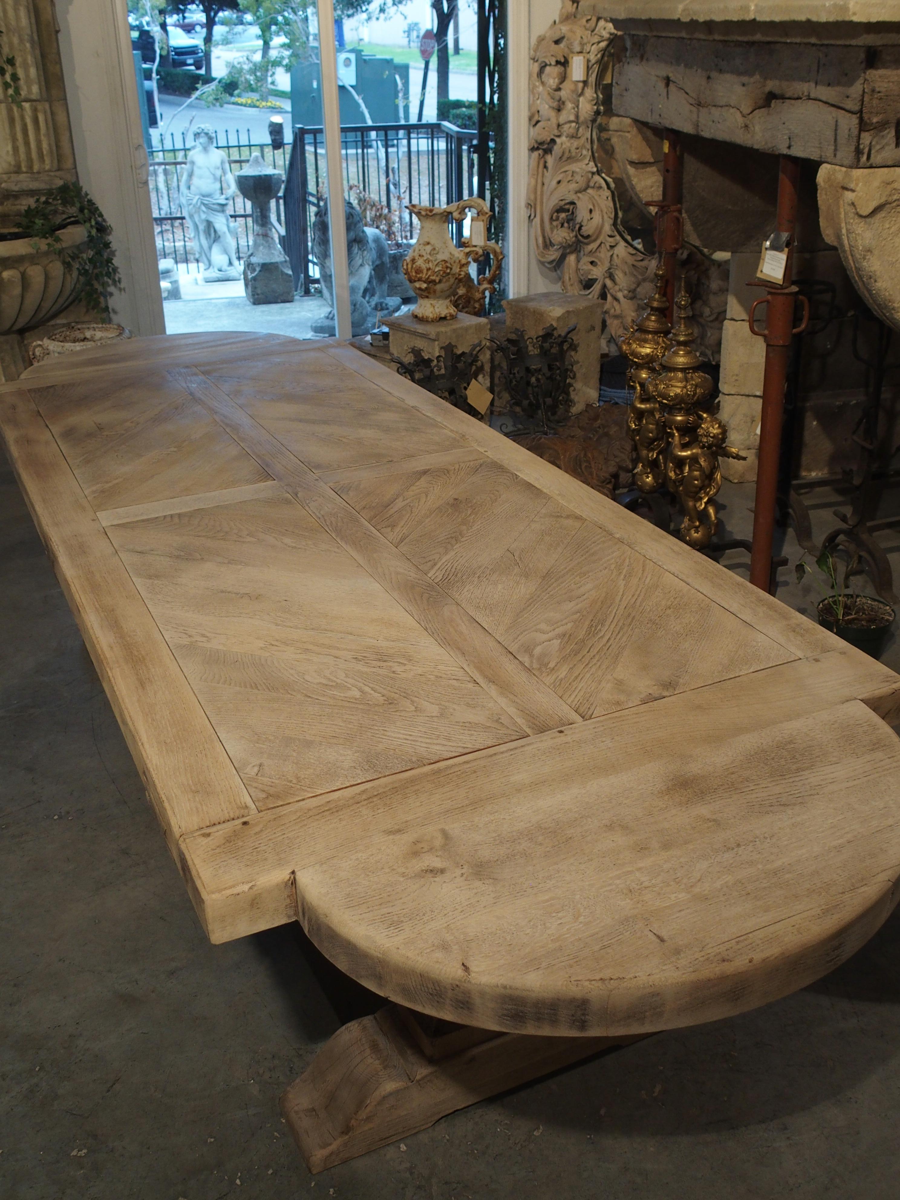 Bleached Louis XIV Style French Farm Table with Semi Circle Ends 14