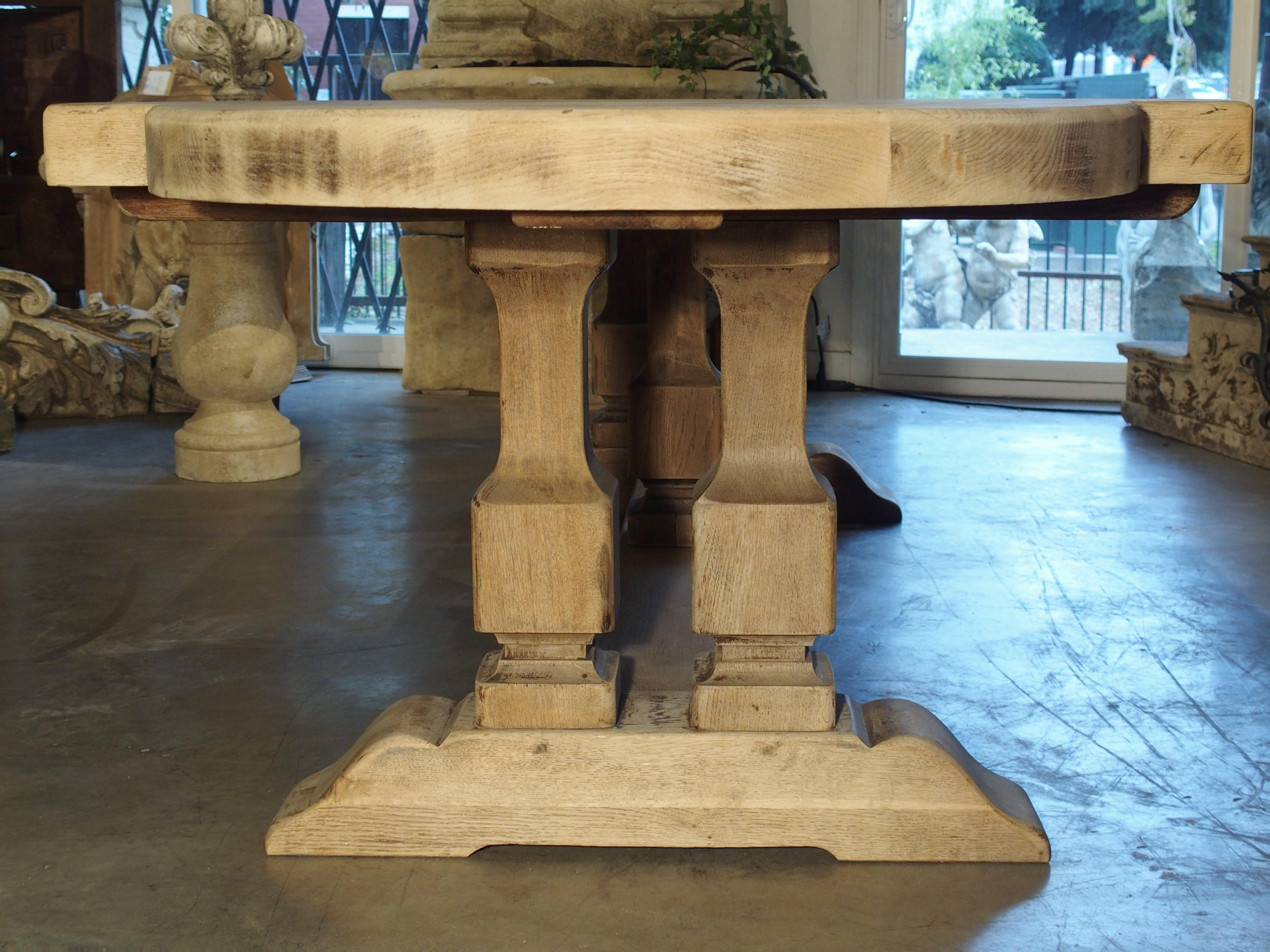 Bleached Louis XIV Style French Farm Table with Semi Circle Ends 15