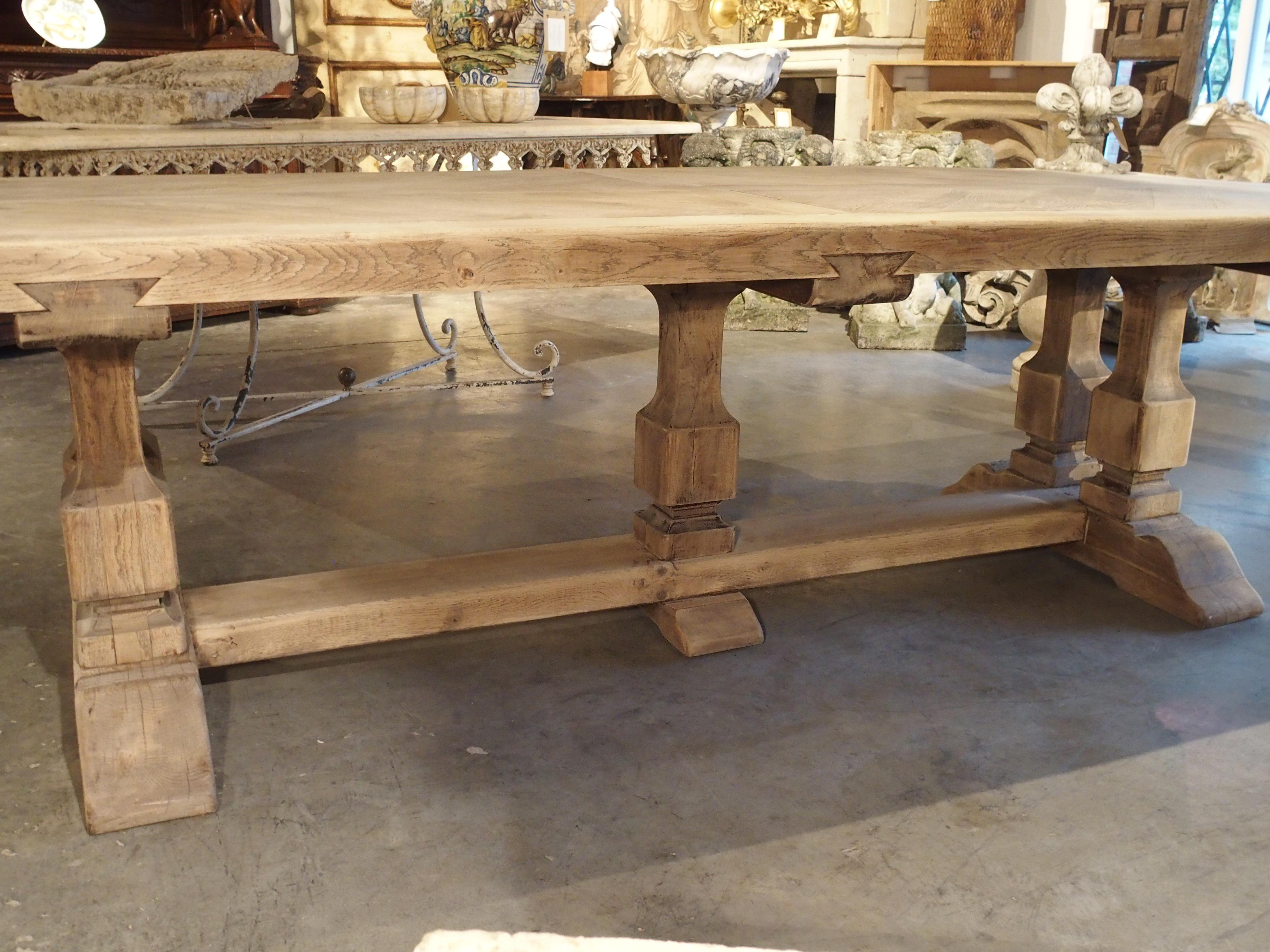 Bleached Louis XIV Style French Farm Table with Semi Circle Ends 1