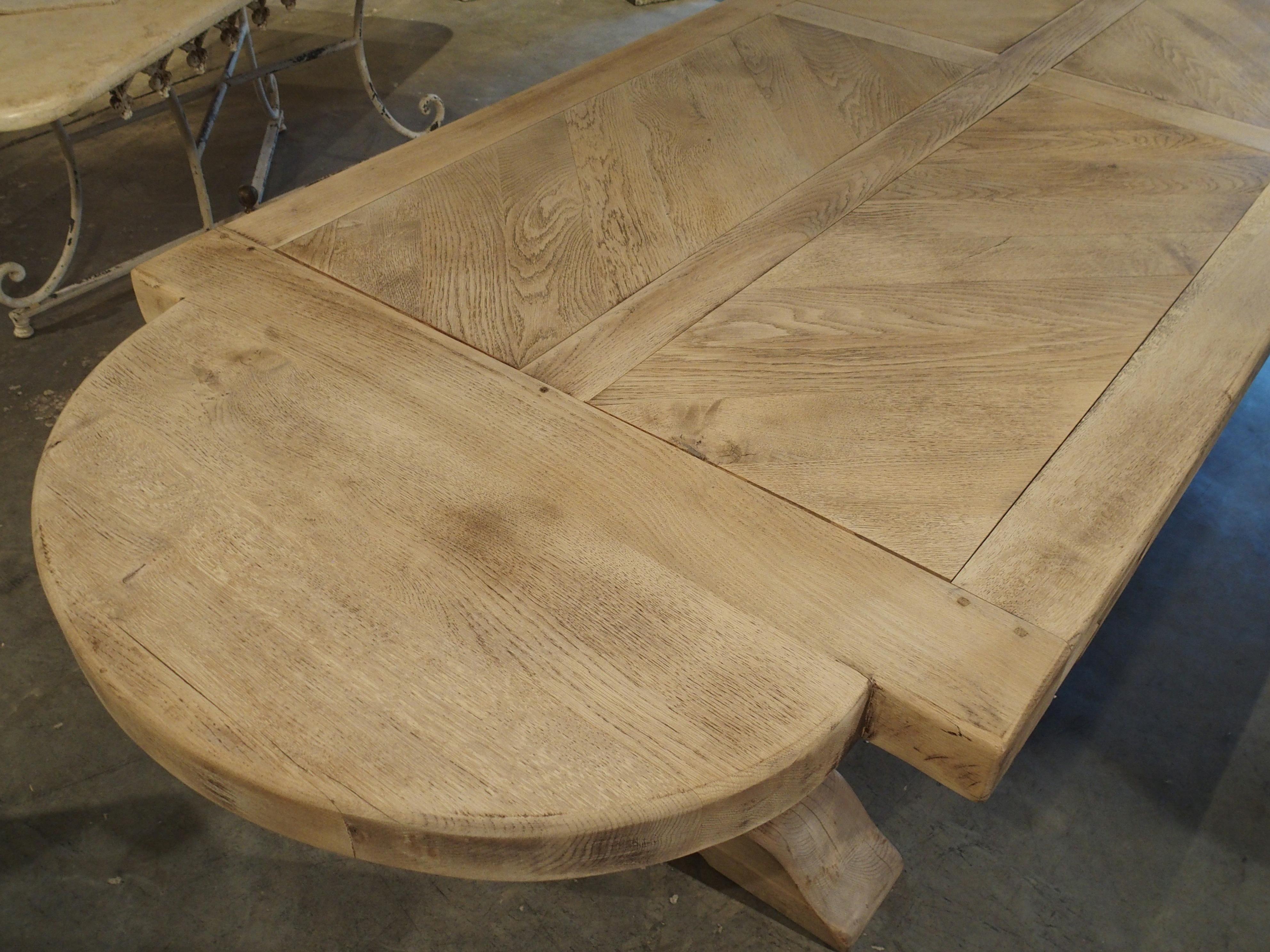 Bleached Louis XIV Style French Farm Table with Semi Circle Ends 4