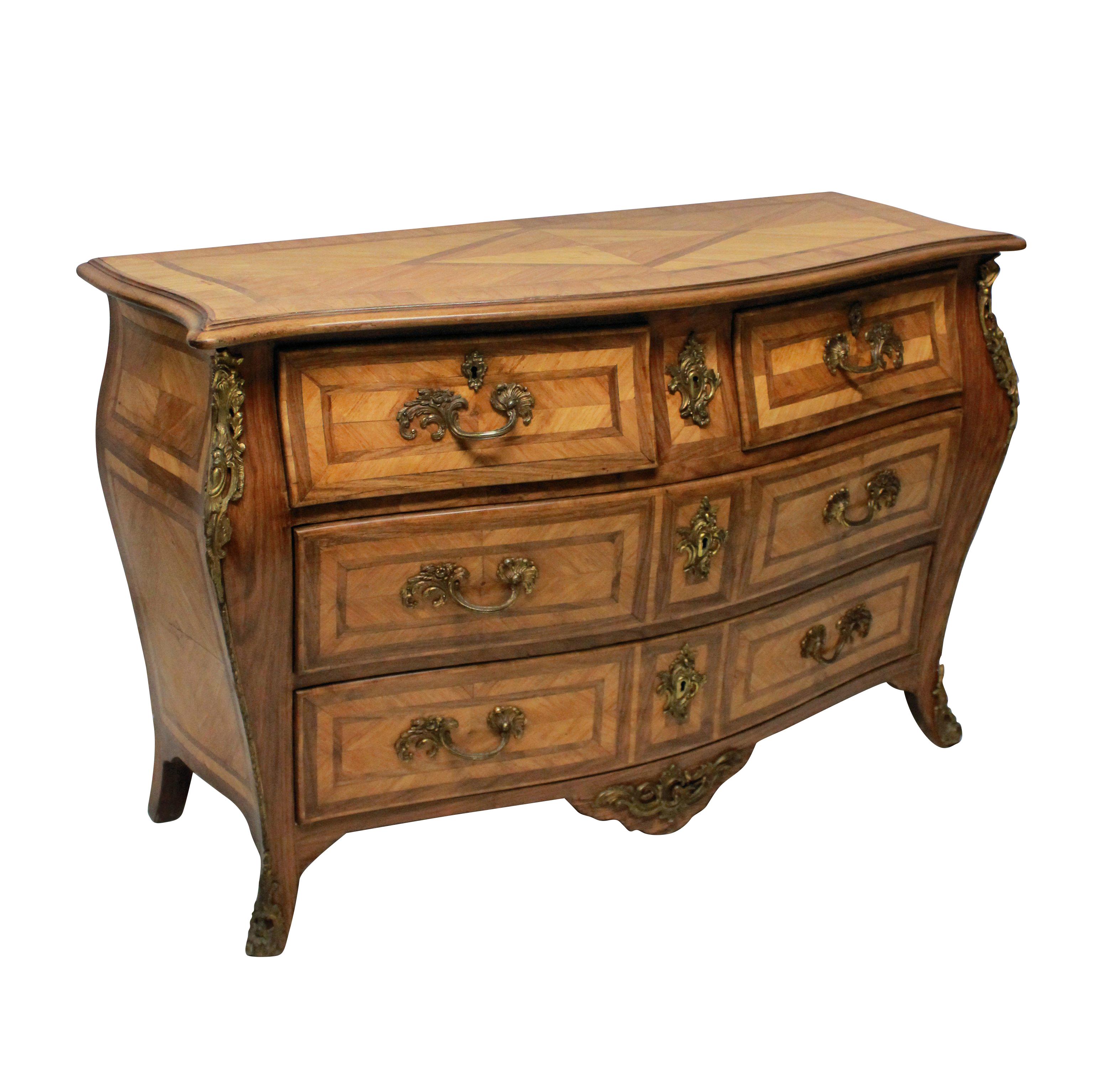 French Bleached Louis XV Style Bombe Commode