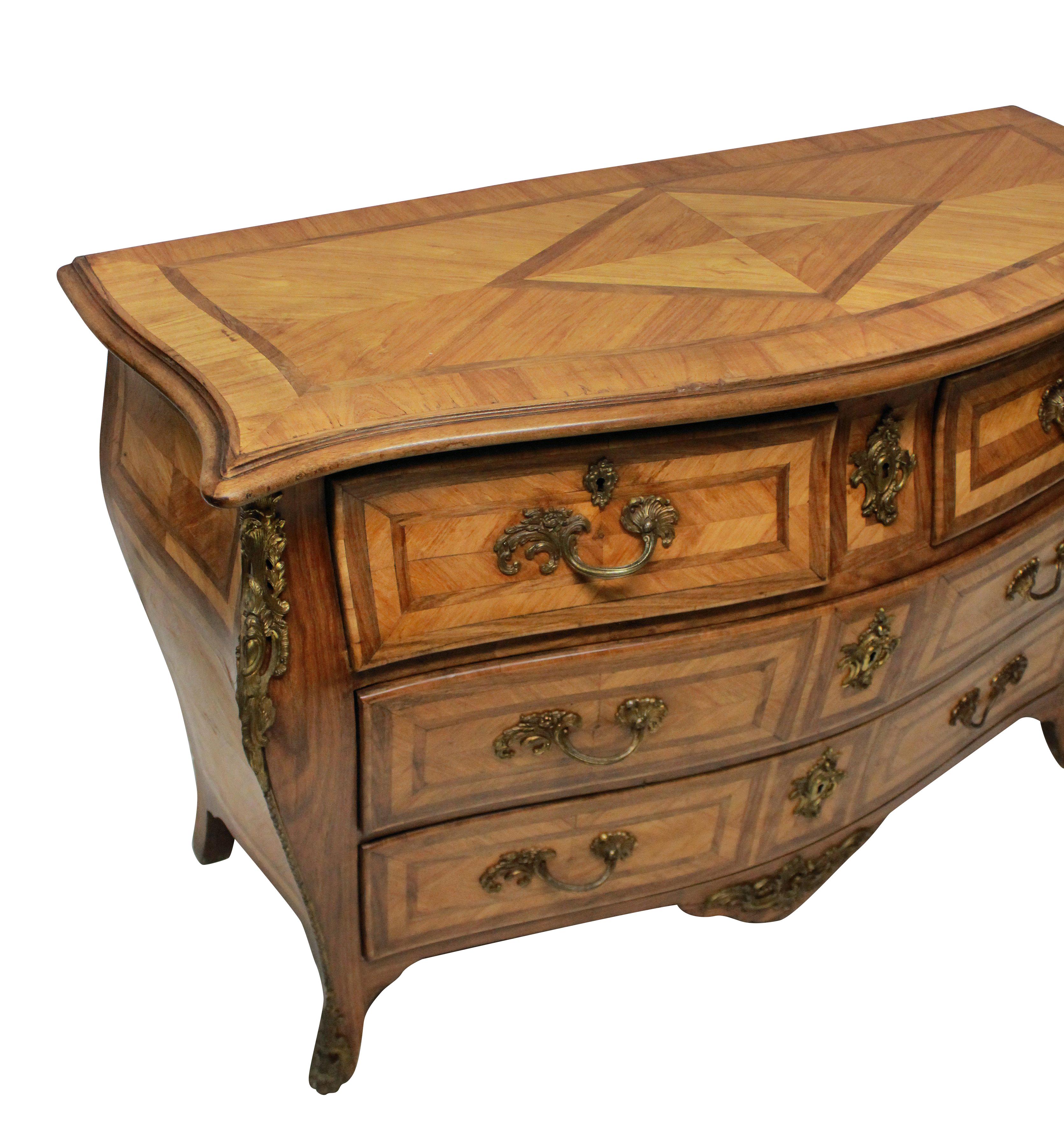 French Bleached Louis XV Style Bombe Commode