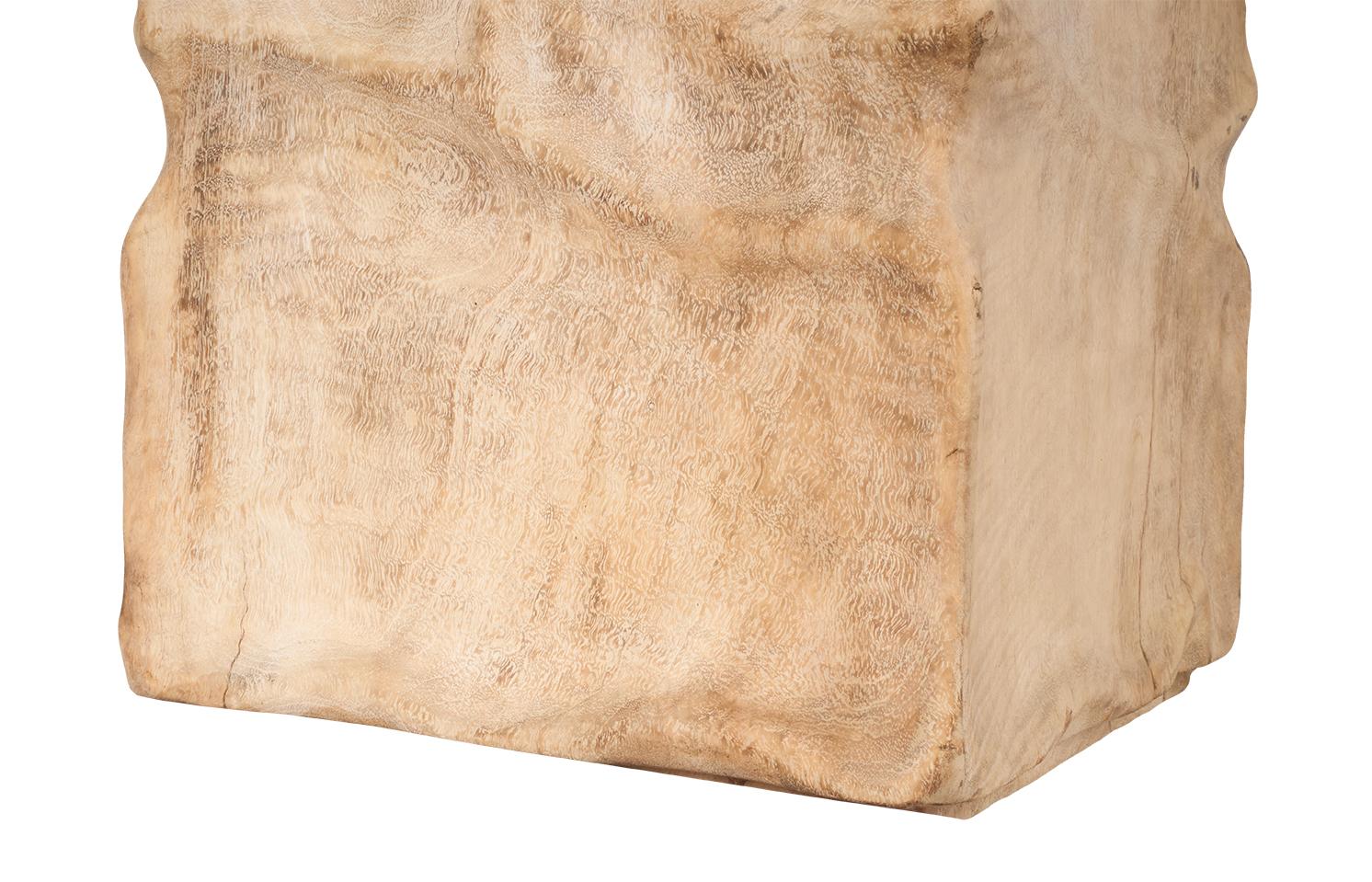 Bleached Lychee Block Side Table In Good Condition For Sale In Dallas, TX