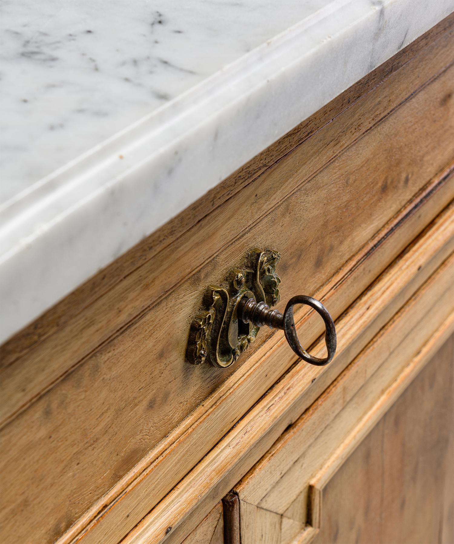 Marble Bleached Mahogany Breakfront Enfilade, France circa 1860