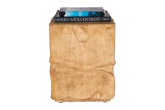 Bleached mango Lychee Carved Side Table
