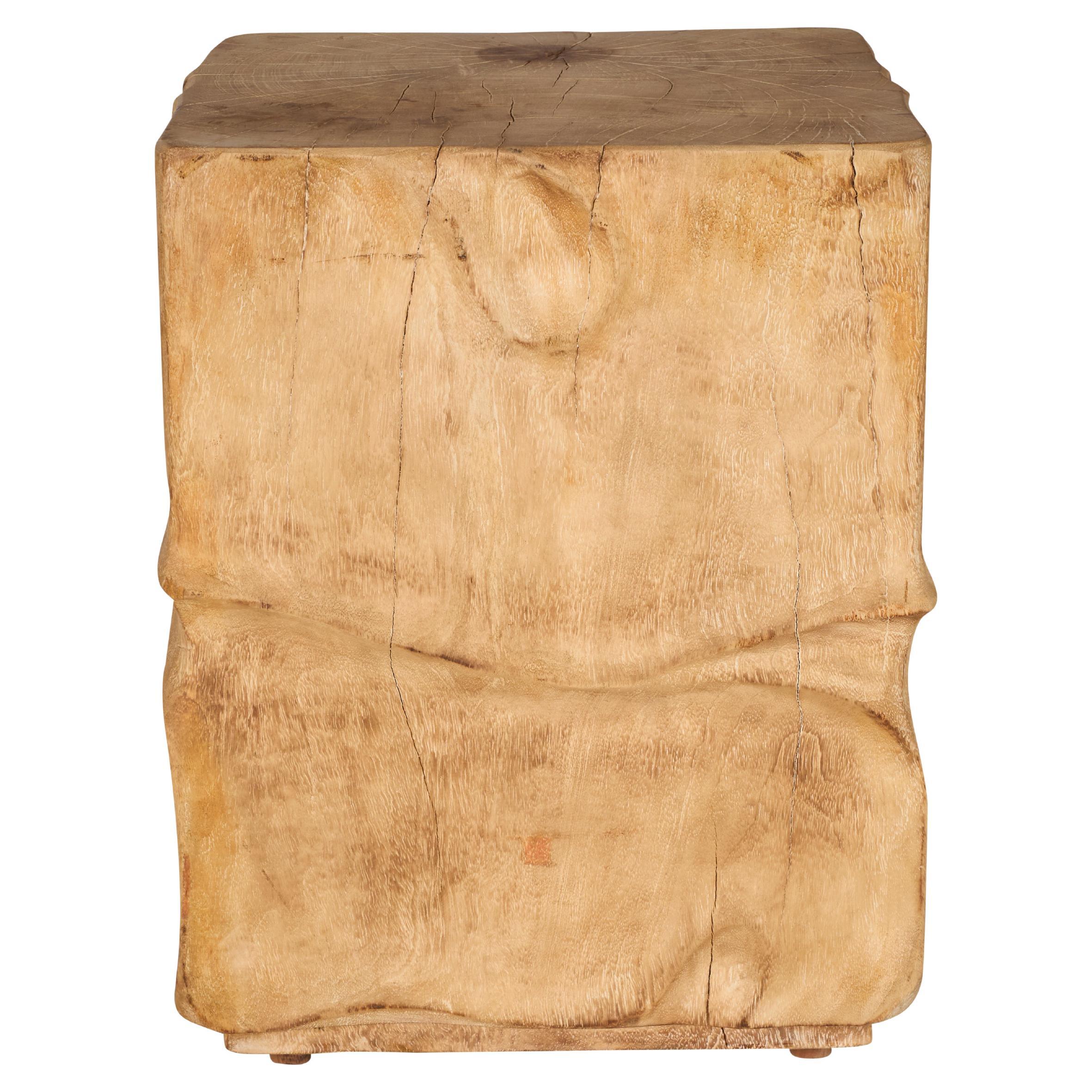 Bleached mango Lychee Carved Side Table