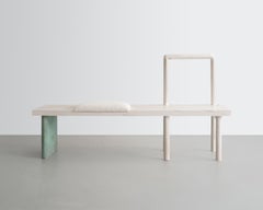 Bleached Maple Sculpted Bench Tiffany Green Patinated Bronze