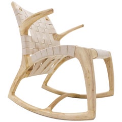 Bleached Maple Wood Luna Rocking Chair with Webbed Seat by Goebel