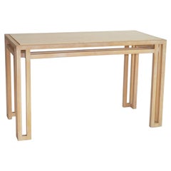 Bleached Oak and Travertine Writing Desk by Billy Baldwin 1970s